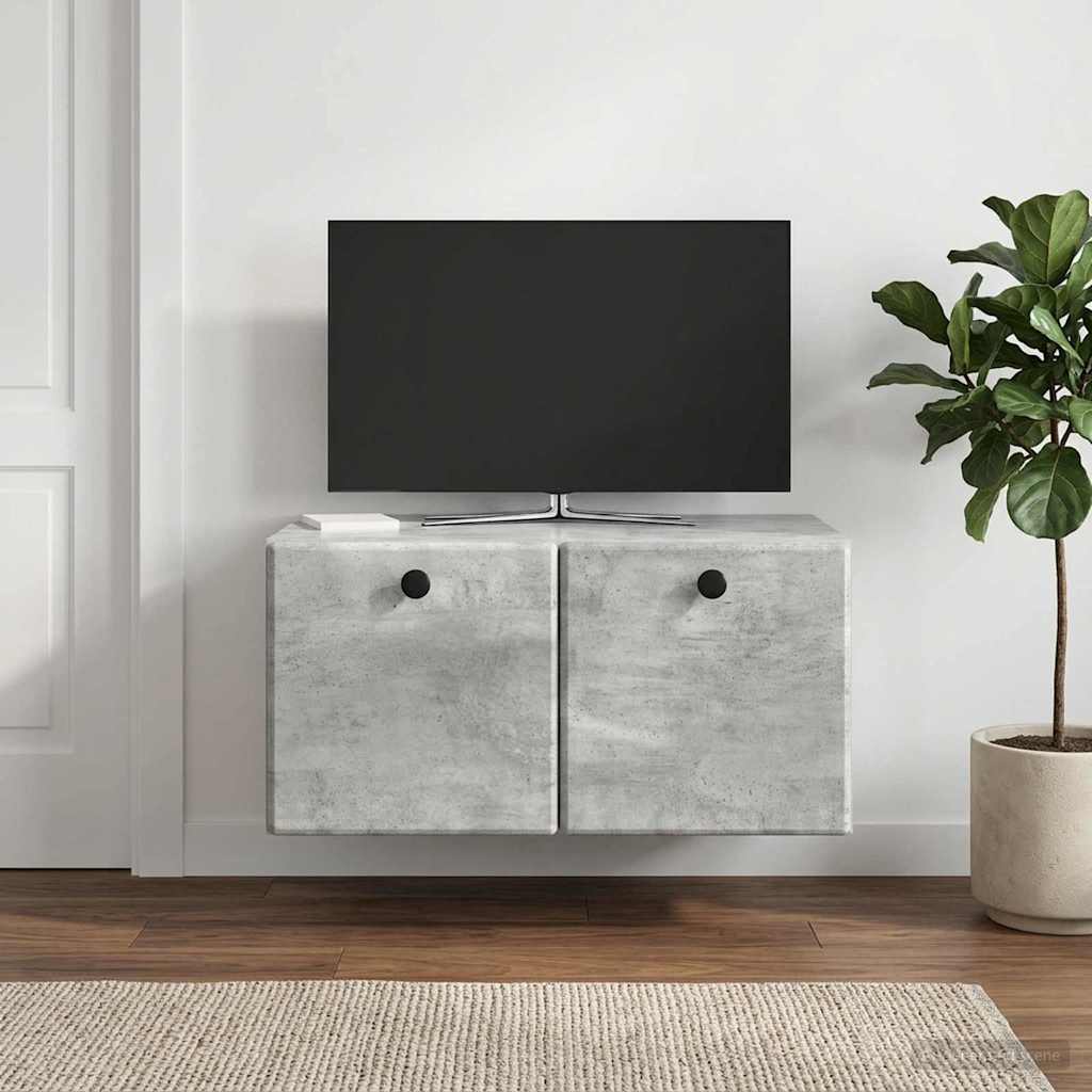 Wandbeugel TV-kast Betongrijs 59,5 x 41 x 30 cm Bewerkt hout
