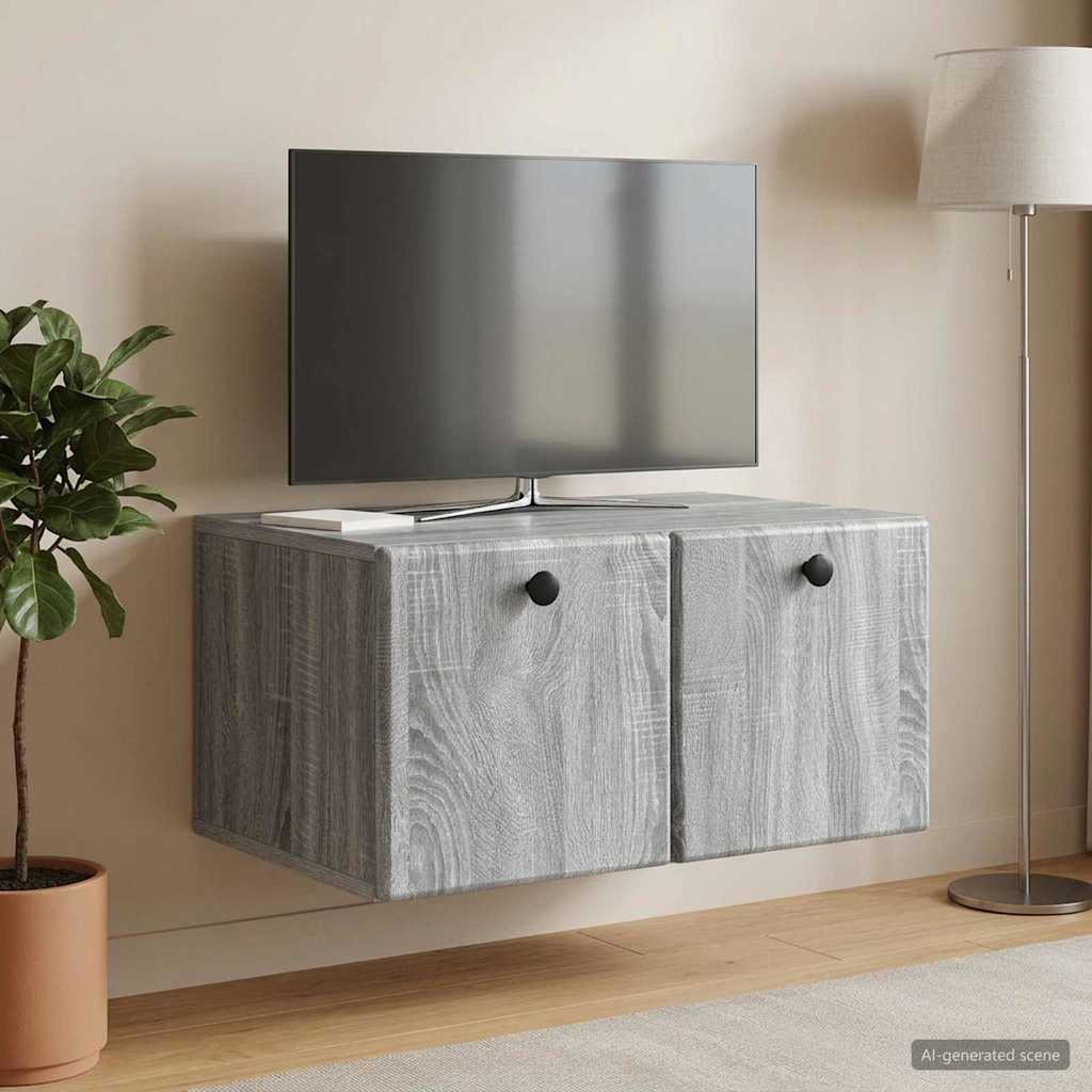 Wandbeugel TV-kast Grijs sonoma 59,5 x 41 x 30 cm Bewerkt hout – afbeelding 1