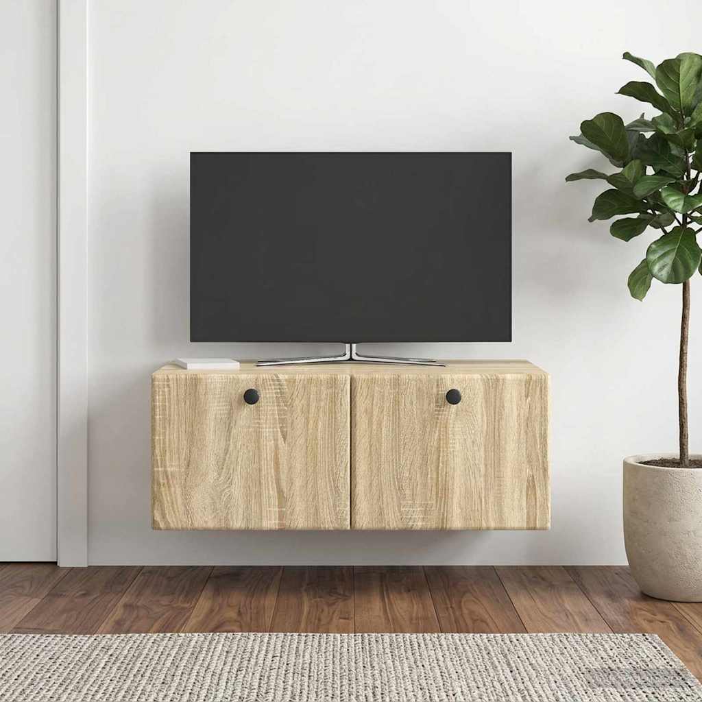 Wandbeugel TV-kast Sonoma Eiken 78,5 x 41 x 30 cm Bewerkt hout