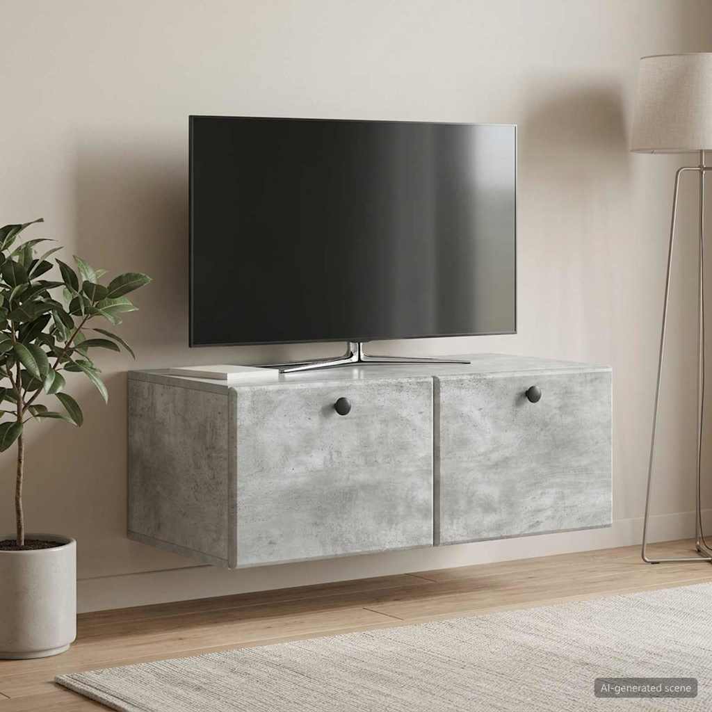 Wandbeugel TV-kast Betongrijs 78,5 x 41 x 30 cm Bewerkt hout