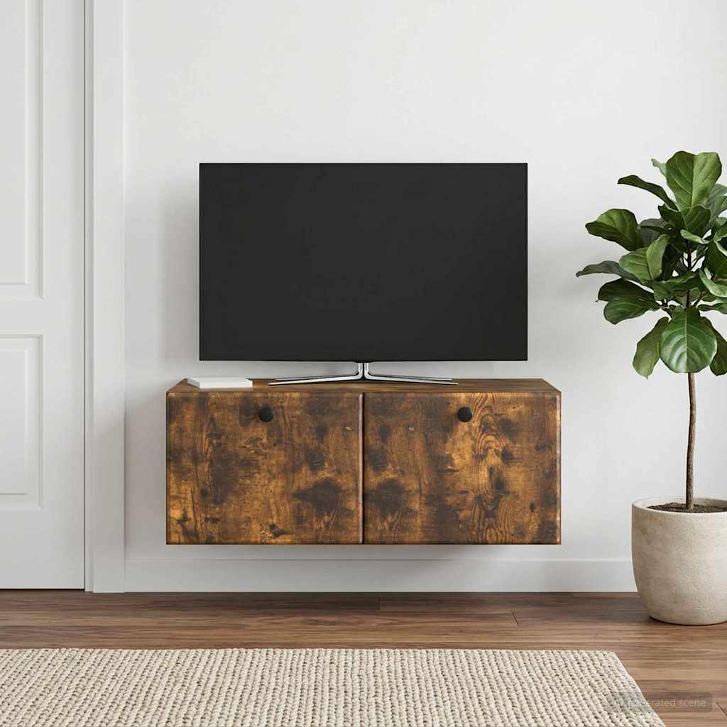 Wandbeugel TV-kast Gerookt eiken 78,5 x 41 x 30 cm Bewerkt hout