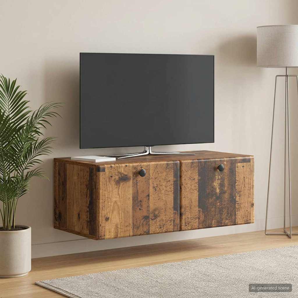 Wandbeugel TV-kast Oud hout 78,5 x 41 x 30 cm Bewerkt hout