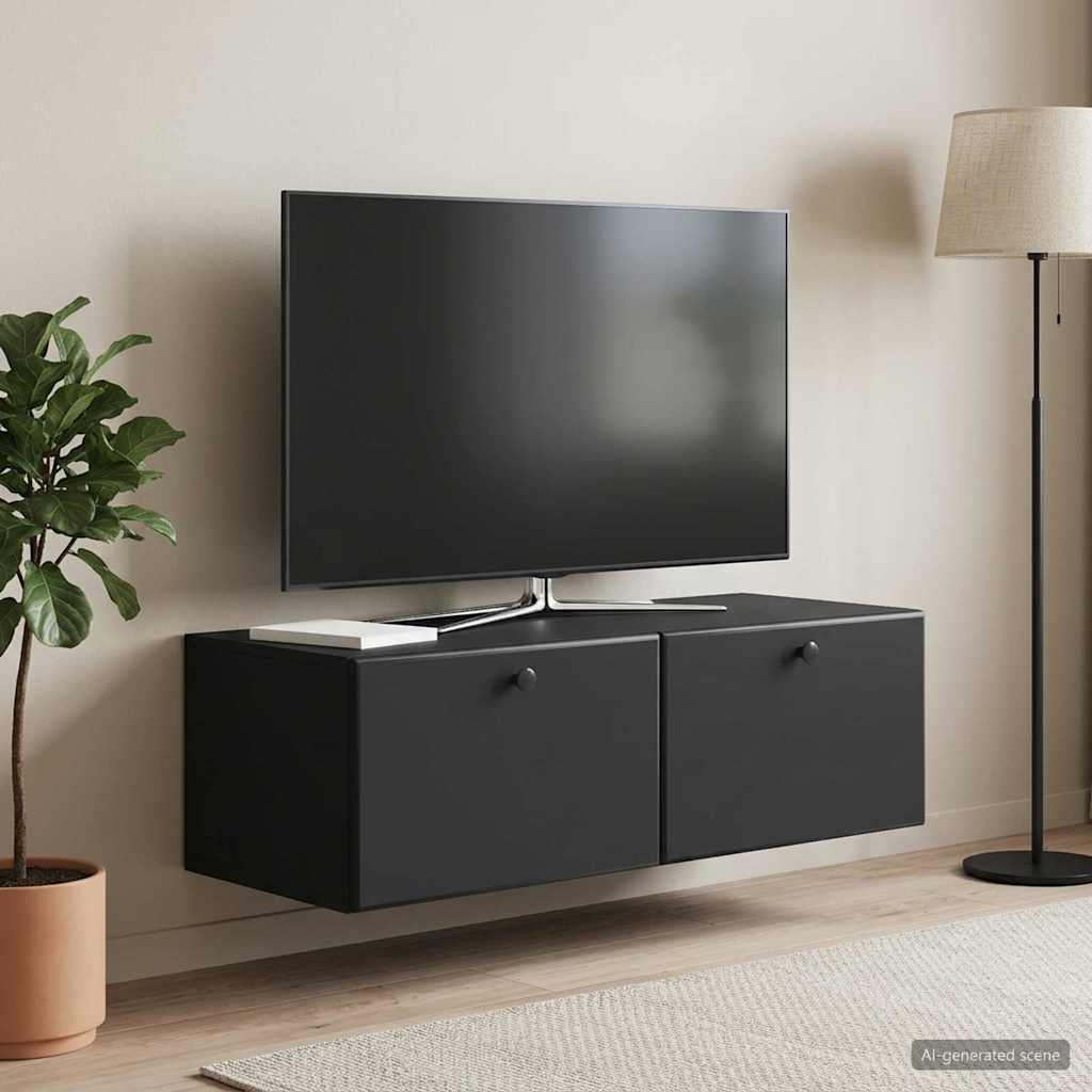 Wandbeugel TV-kast Zwart 98 x 41 x 30 cm Bewerkt hout