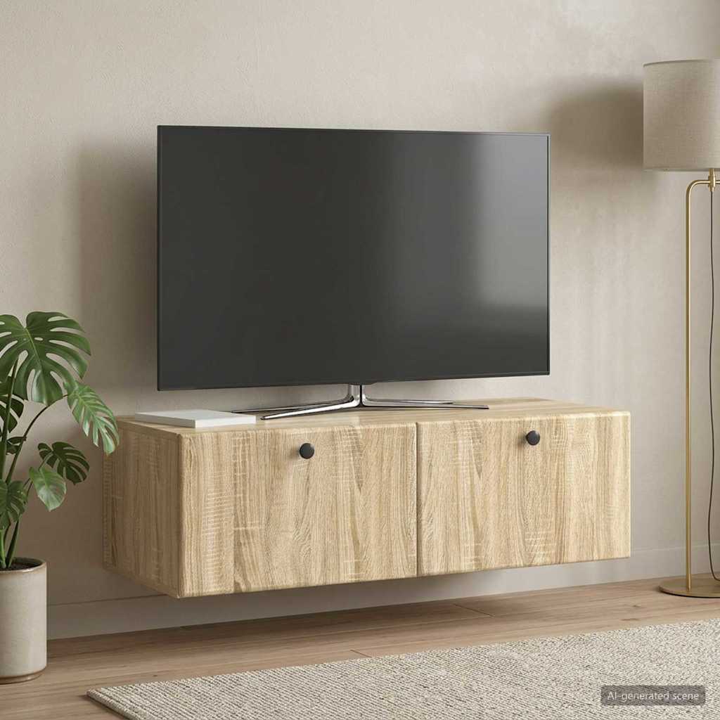 Wandbeugel TV-kast Sonoma Eiken 98 x 41 x 30 cm Bewerkt hout – afbeelding 1