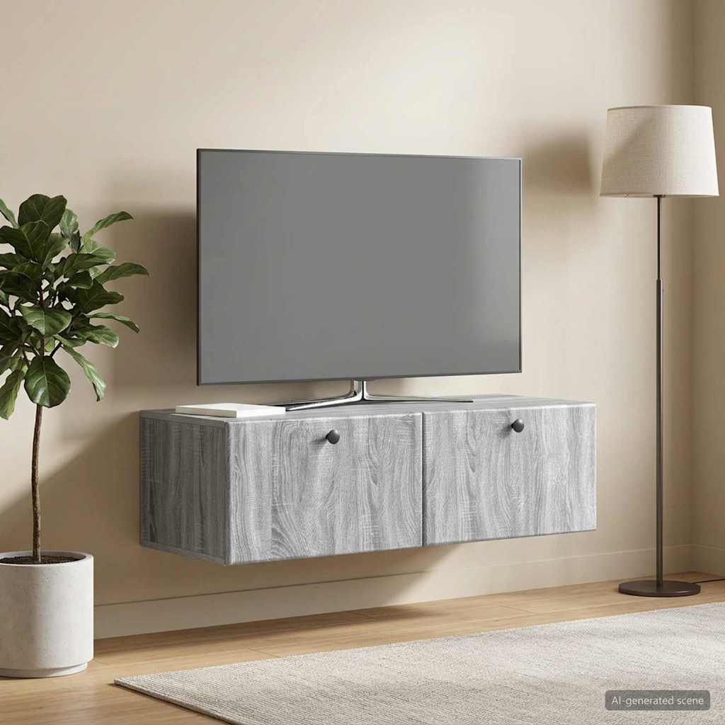Wandbeugel TV-kast Grijs sonoma 98 x 41 x 30 cm Bewerkt hout