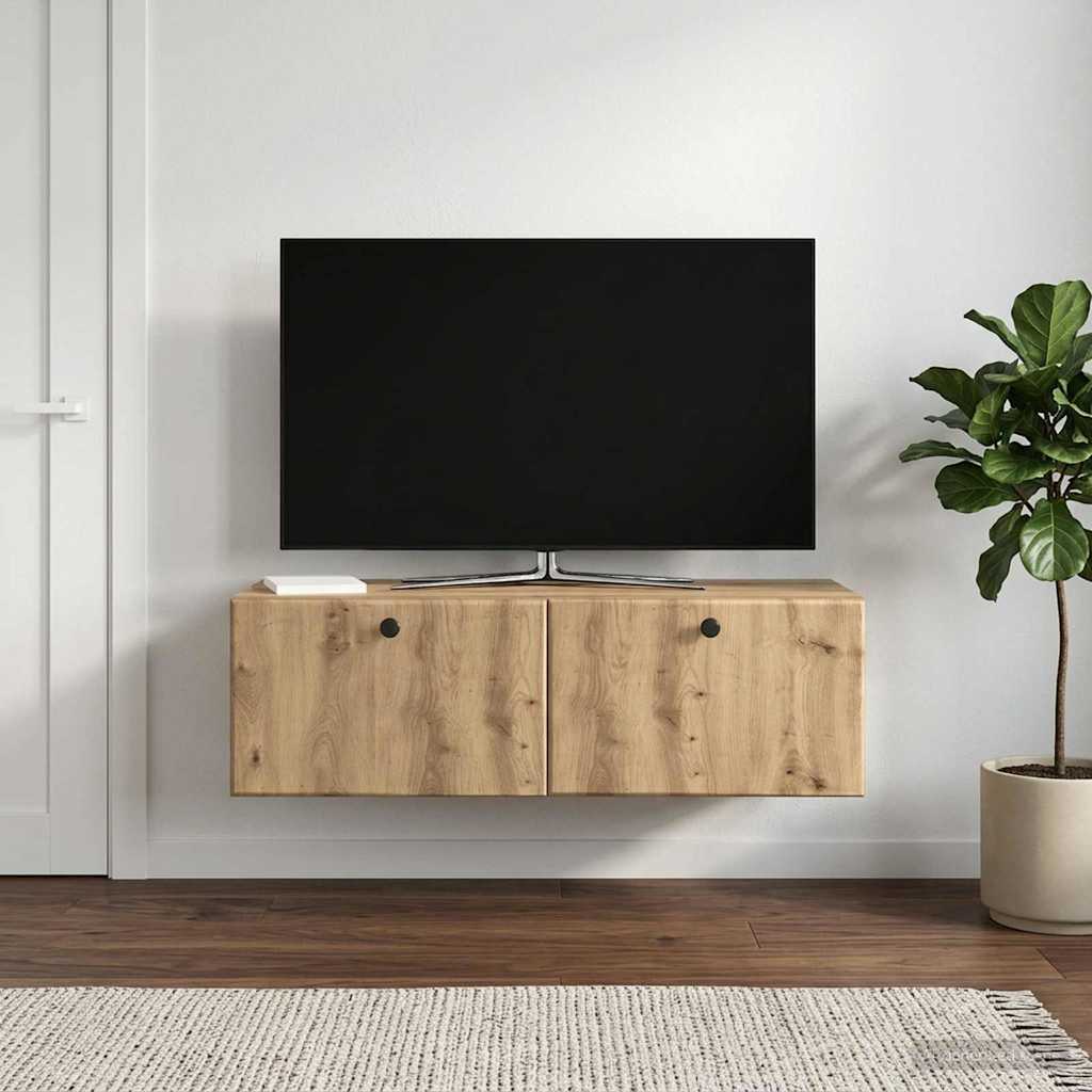 Wandbeugel TV-kast Artisanaal eiken 98 x 41 x 30 cm