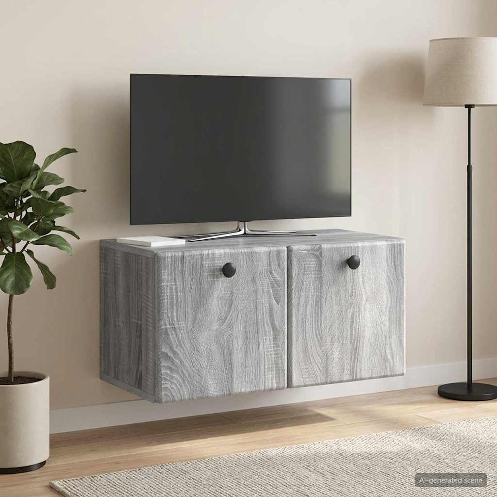 Wandbeugel TV-kast Grijs sonoma 59,5 x 31 x 30 cm Bewerkt hout