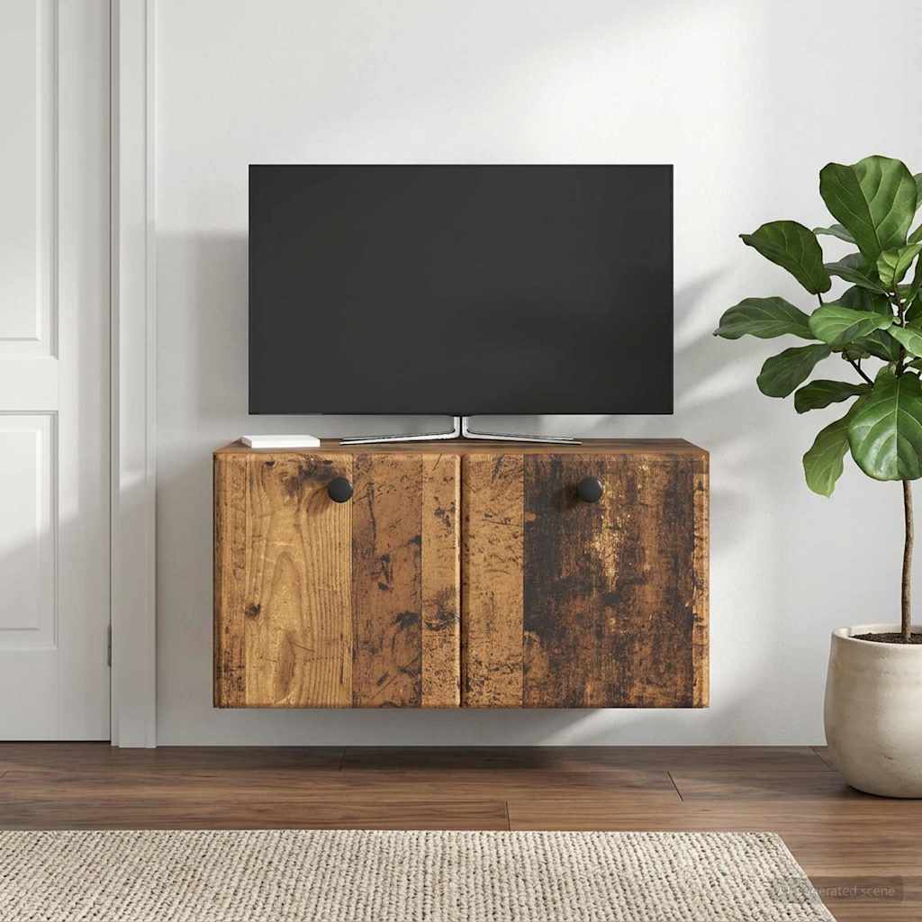 Wandbeugel TV-kast 59,5 x 31 x 30 cm Oud hout Bewerkt hout