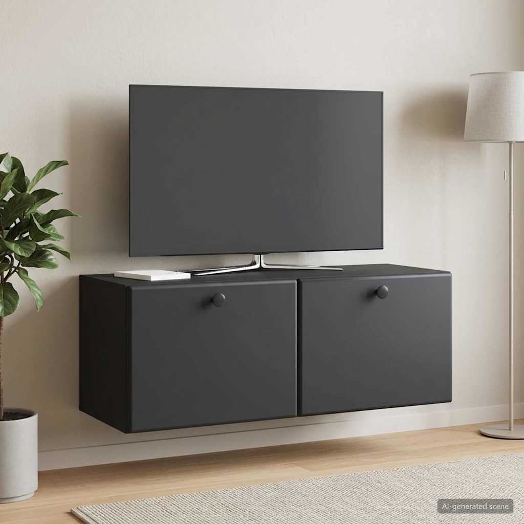 Wandbeugel TV-kast Zwart 78,5 x 31 x 30 cm Bewerkt hout
