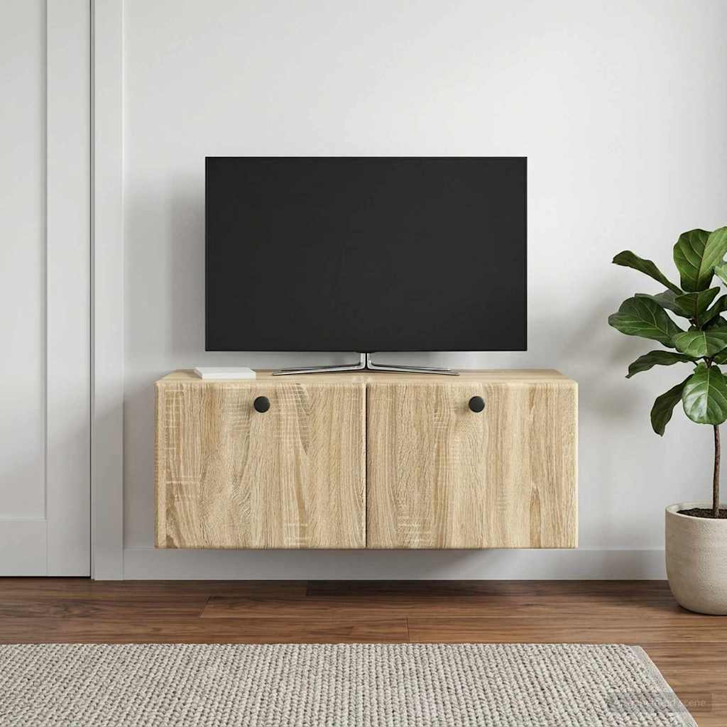 Wandbeugel TV-kast Sonoma Eiken 78,5 x 31 x 30 cm Bewerkt hout