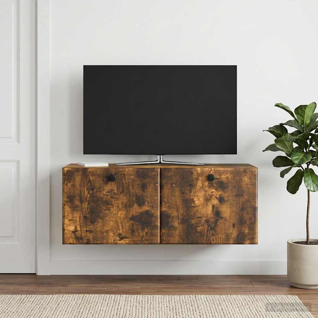Wandbeugel TV-kast Gerookt eiken 78,5 x 31 x 30 cm Bewerkt hout – afbeelding 1