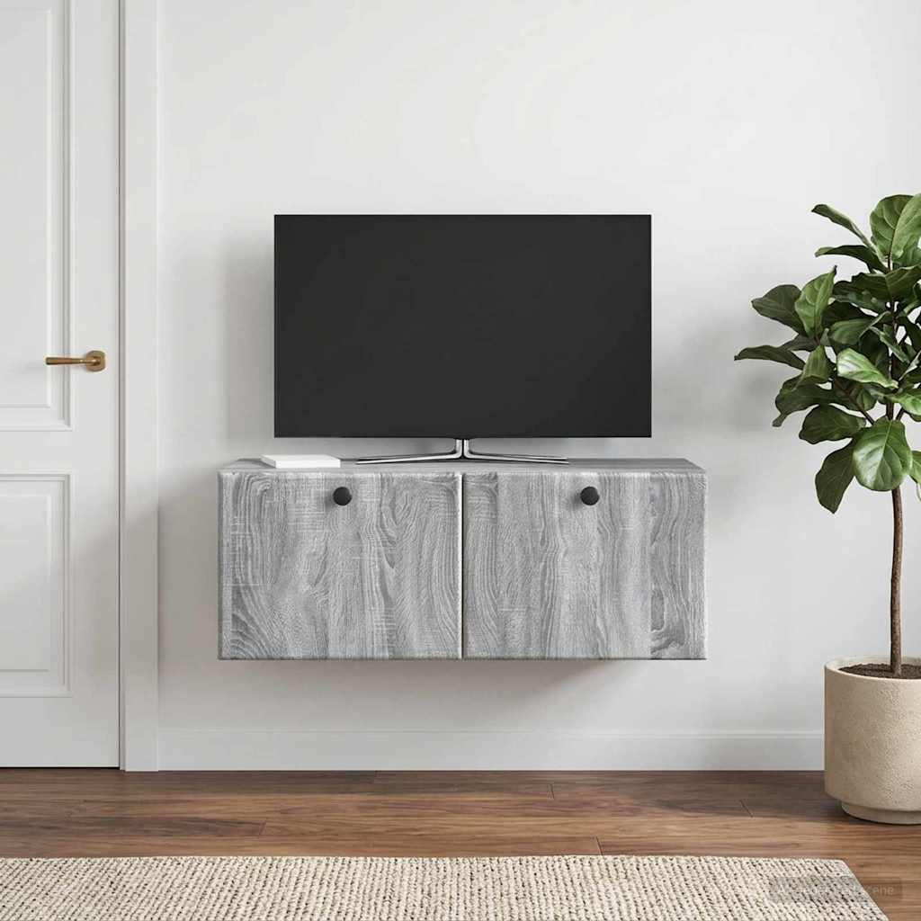 Wandbeugel TV-kast Grijs sonoma 78,5 x 31 x 30 cm Bewerkt hout