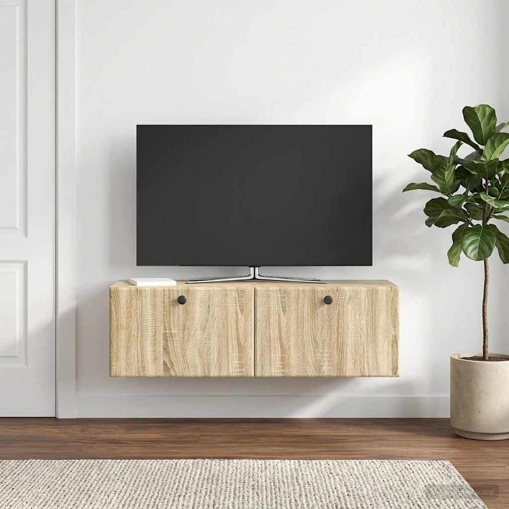 Wandbeugel TV-kast Sonoma Eiken 98 x 31 x 30 cm Bewerkt hout