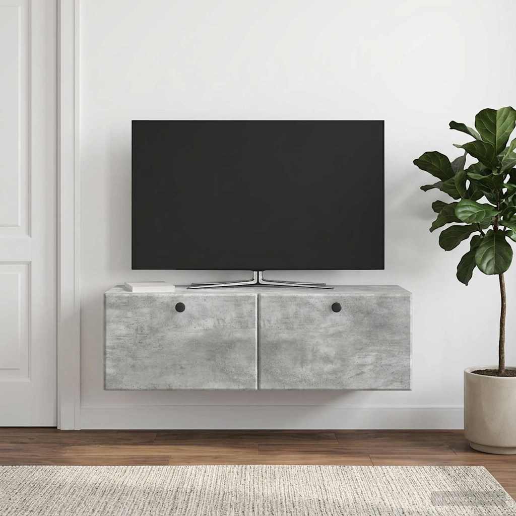Wandbeugel TV-kast Betongrijs 98 x 31 x 30 cm Bewerkt hout