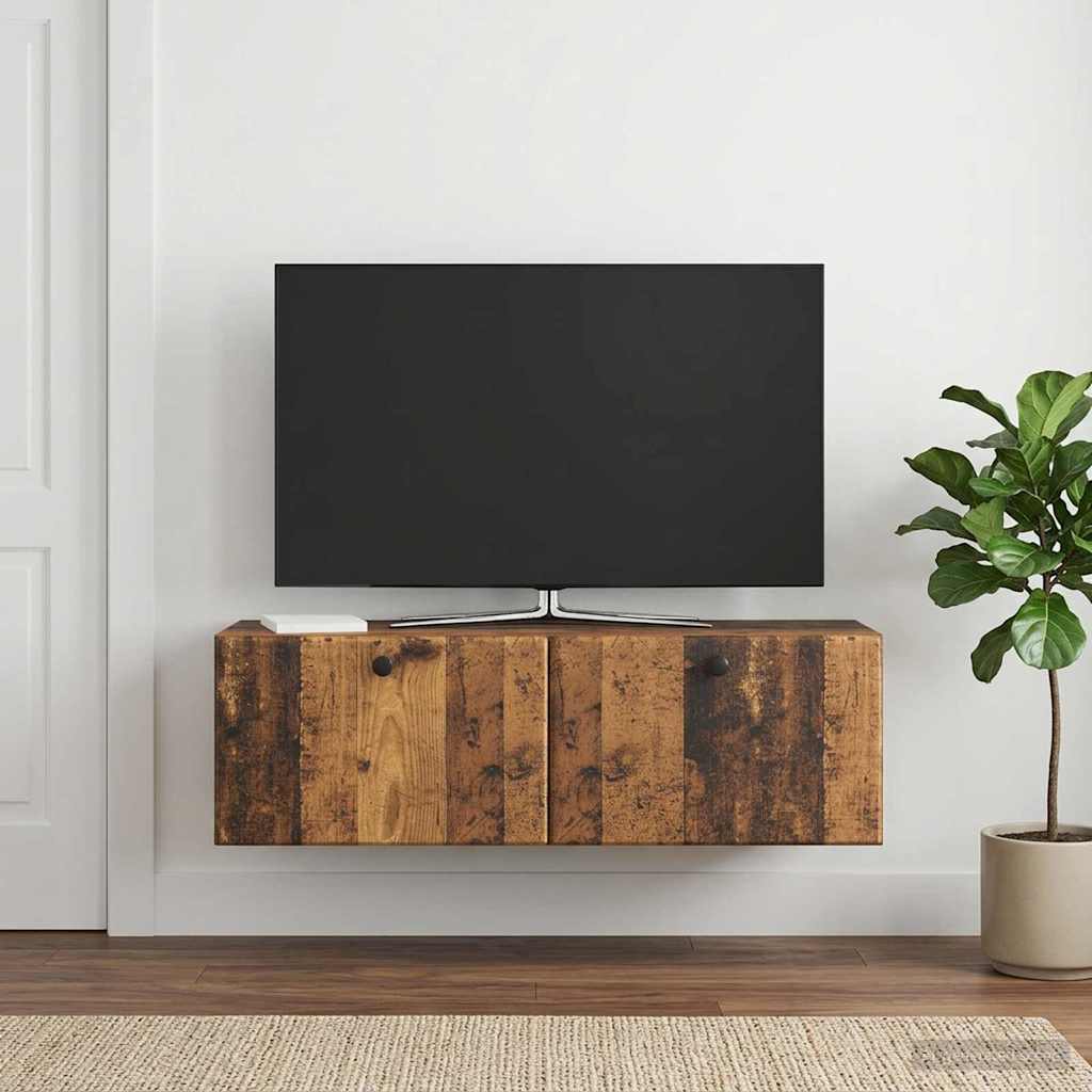 Wandbeugel TV-kast Oud hout 98 x 31 x 30 cm Bewerkt hout