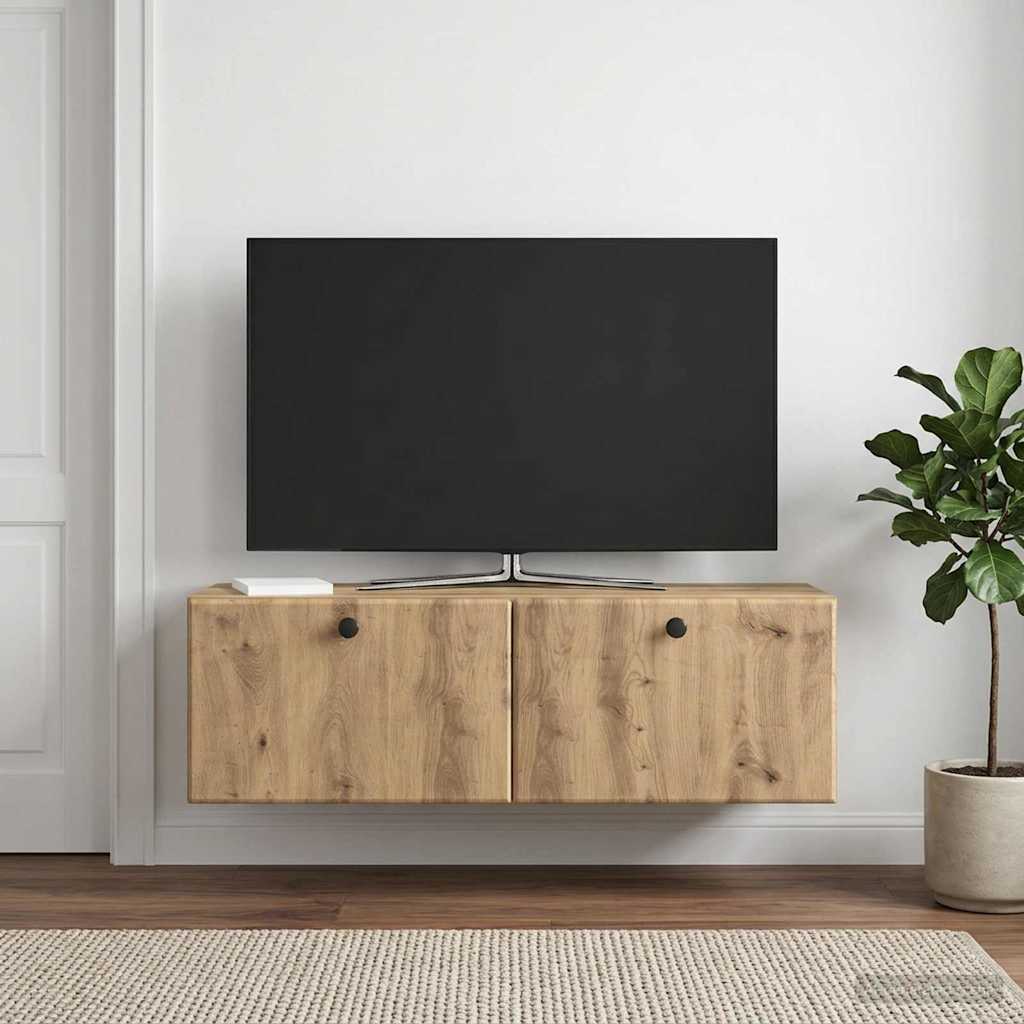 Wandbeugel TV-kast Artisanaal eiken 98 x 31 x 30 cm
