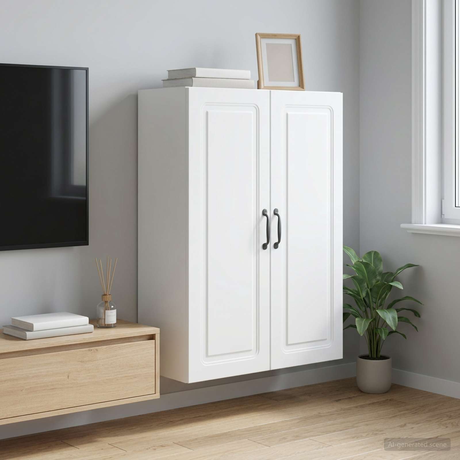 Wandkast 66 x 34,5 x 90 cm Bewerkt hout Wit