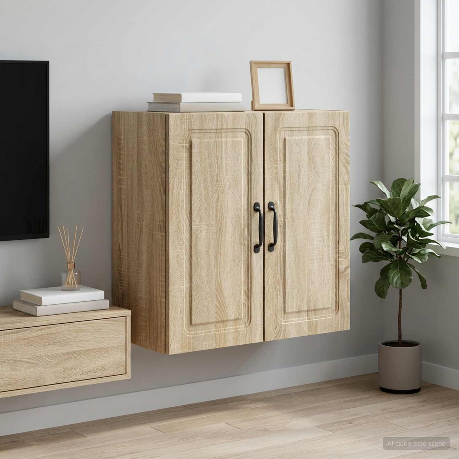 Wandkast Sonoma Eiken 59 x 31 x 60 cm Bewerkt hout – afbeelding 1