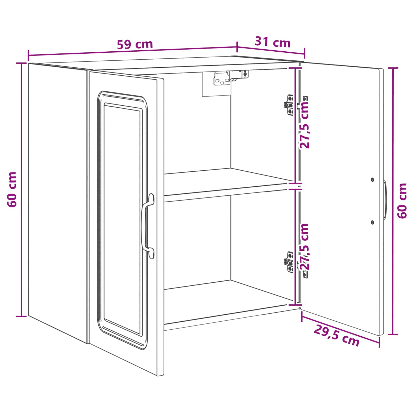 Wandkast Sonoma Eiken 59 x 31 x 60 cm Bewerkt hout – afbeelding 8