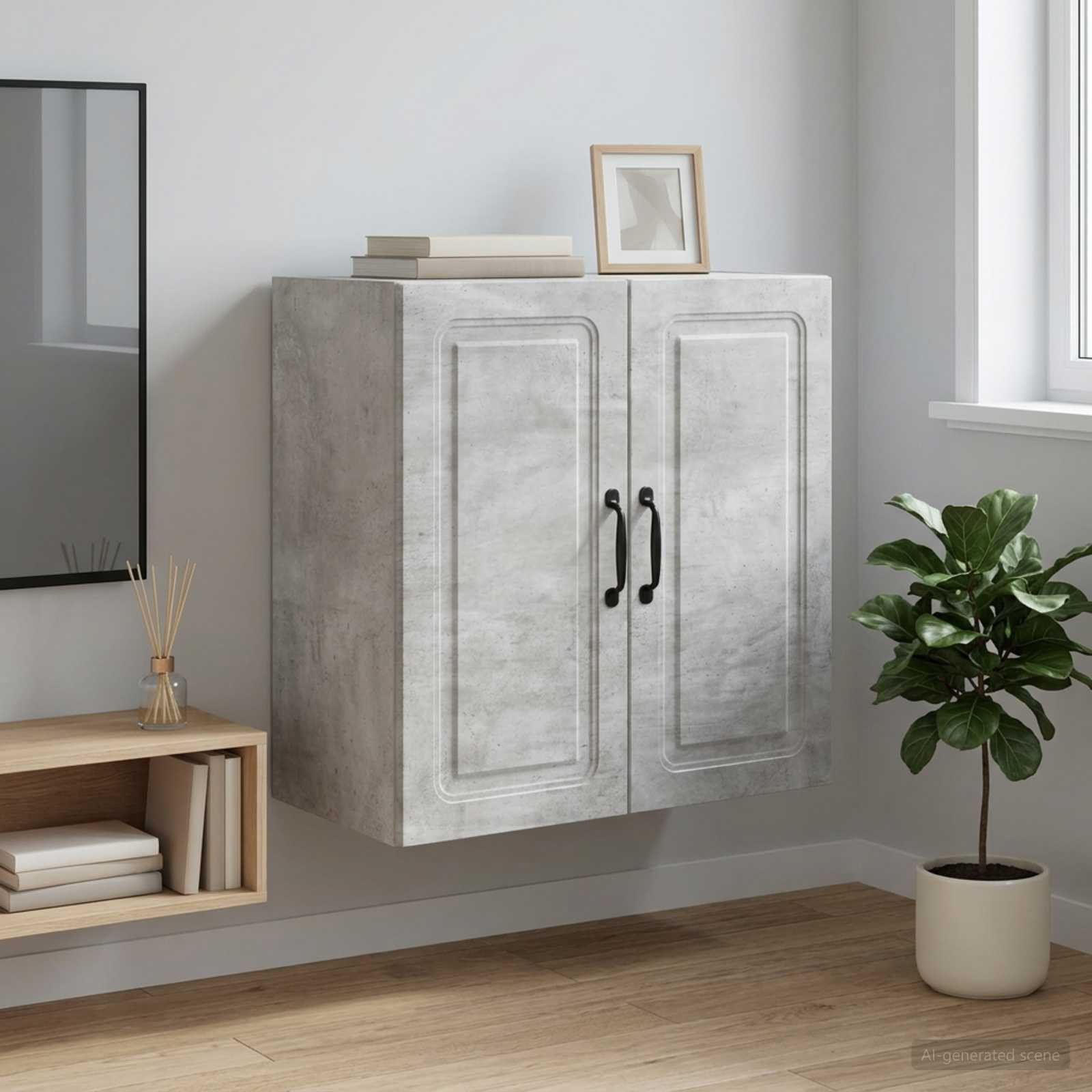 Wandkast Betongrijs 59 x 31 x 60 cm Bewerkt hout – afbeelding 1