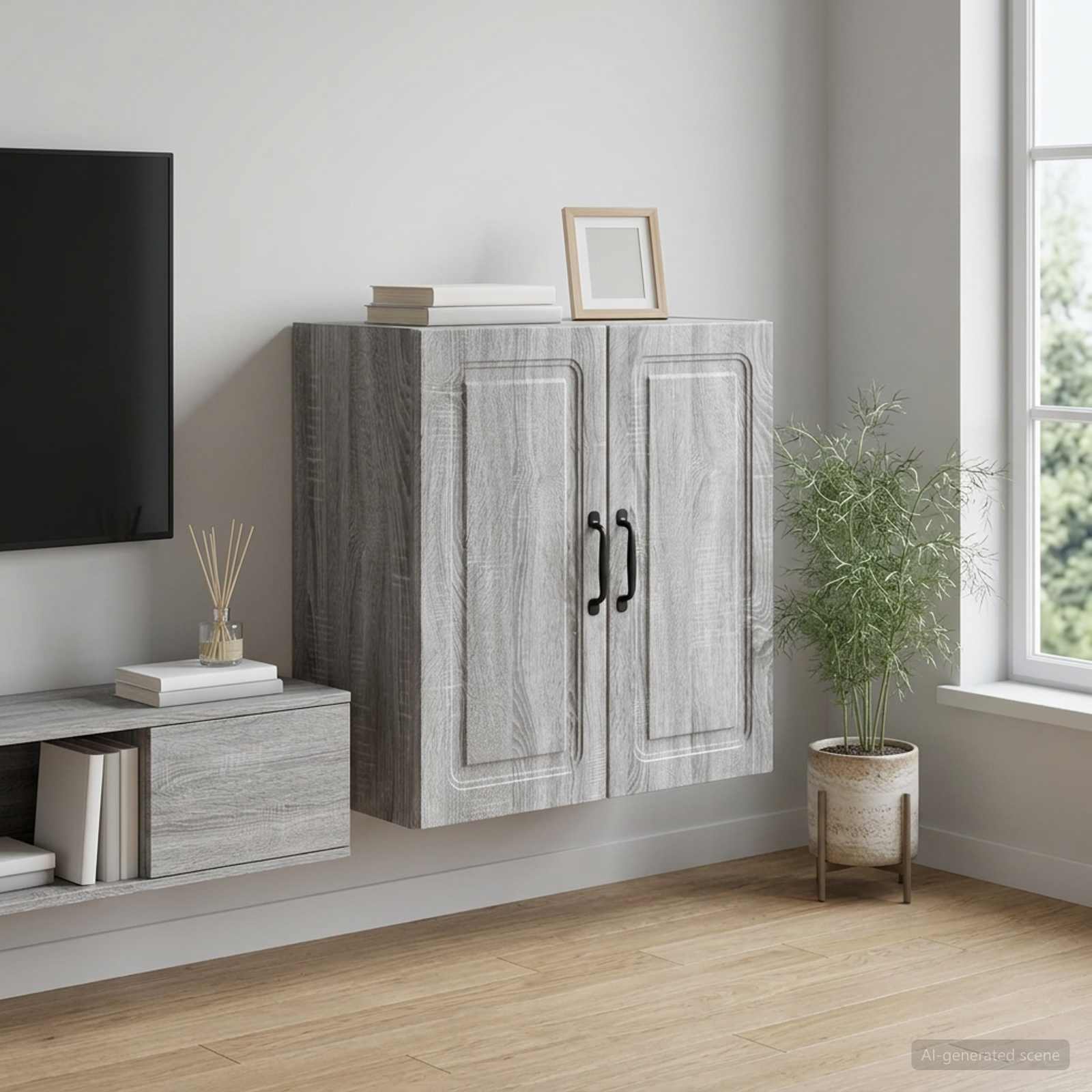 Wandkast Grijs Sonoma 59 x 31 x 60 cm Bewerkt hout – afbeelding 1