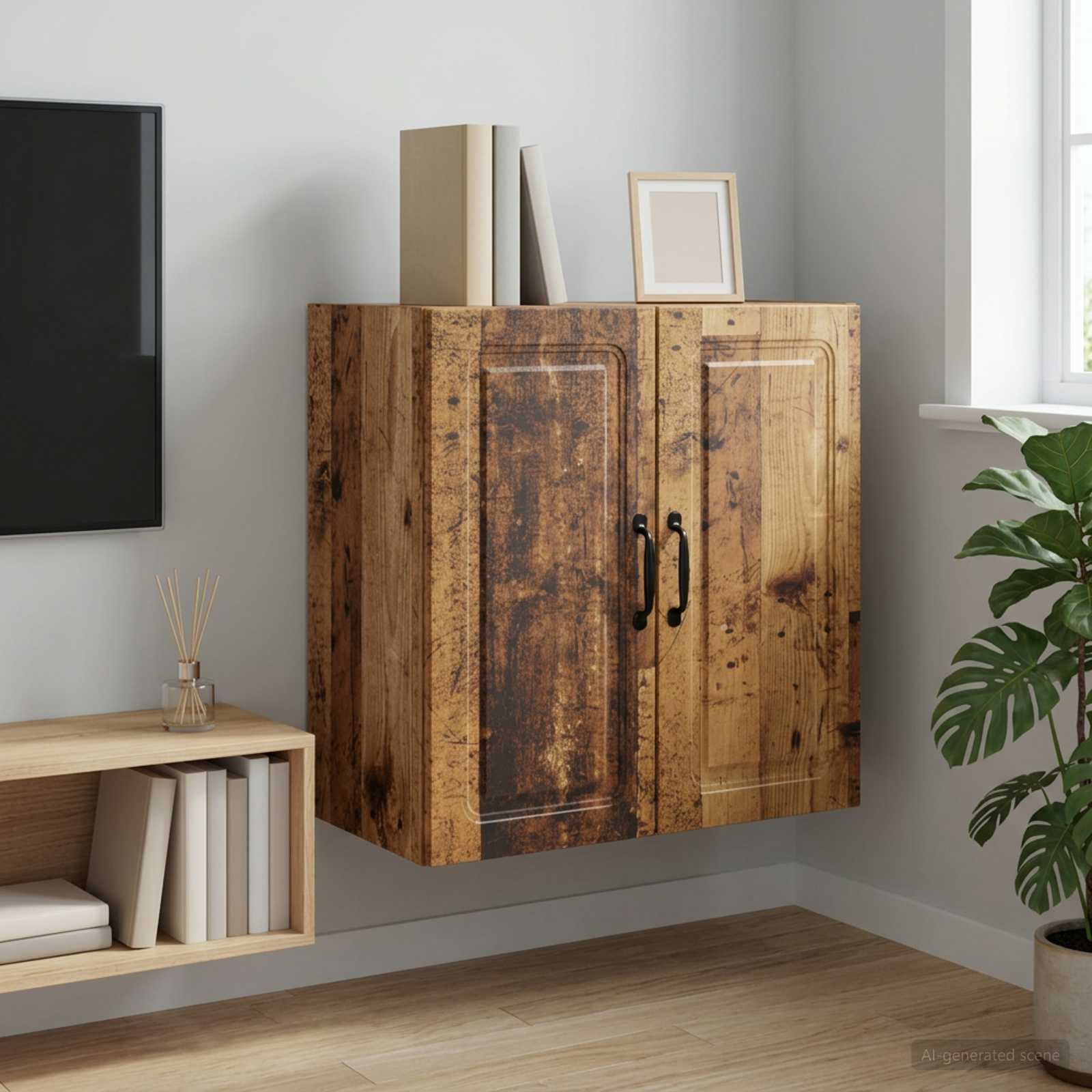 Wandkast Oud hout 59 x 31 x 60 cm Bewerkt hout