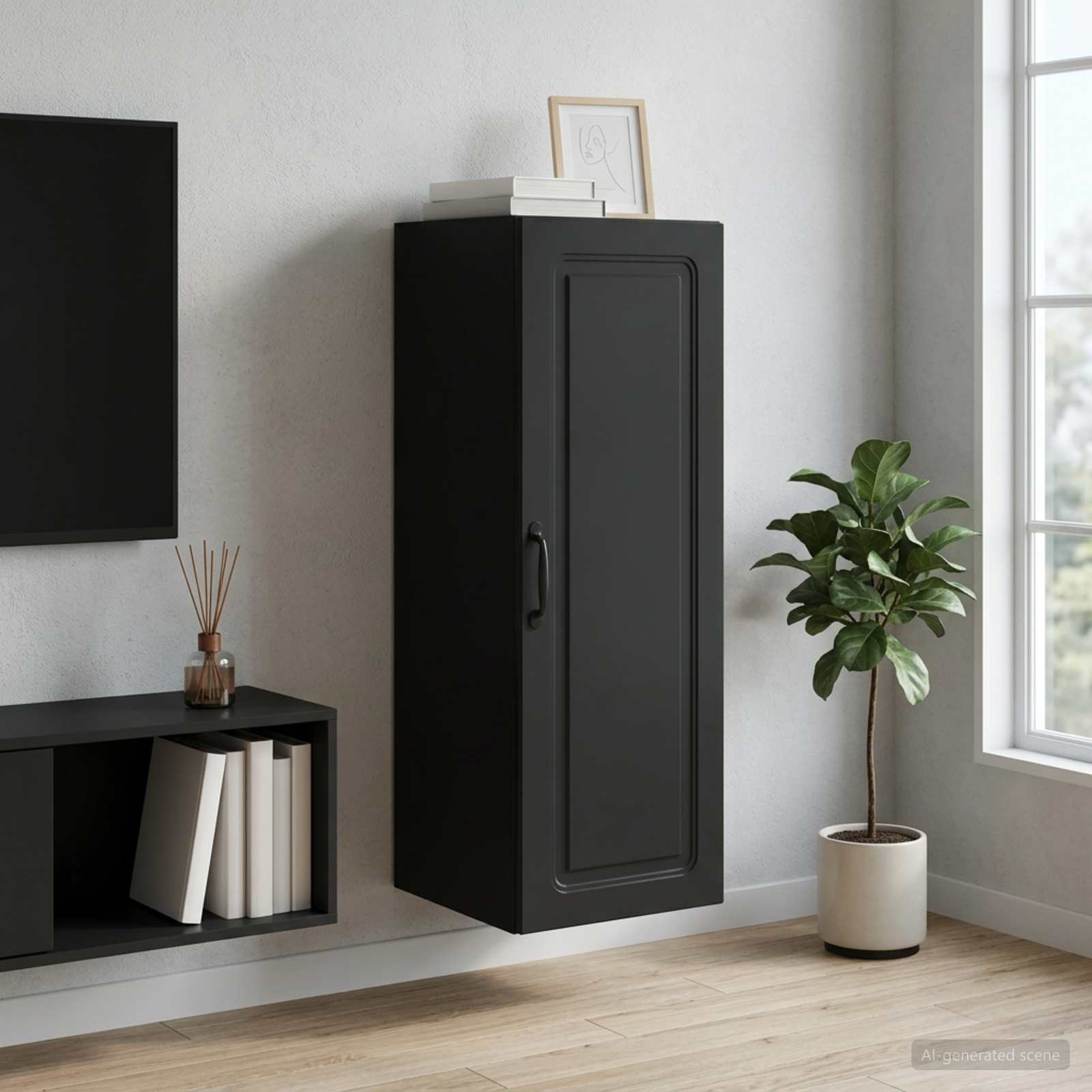 Wandkast Zwart 33 x 34,5 x 90 cm Bewerkt hout