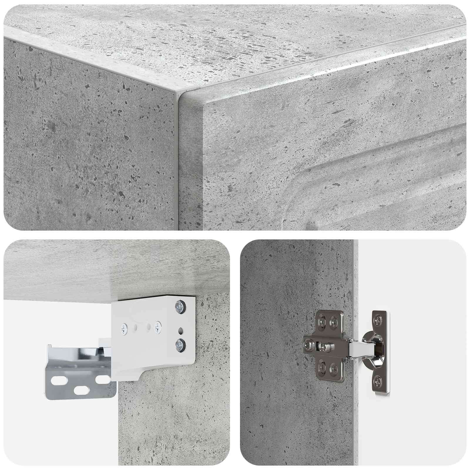 Wandkast Betongrijs 33 x 34,5 x 90 cm Bewerkt hout – afbeelding 7