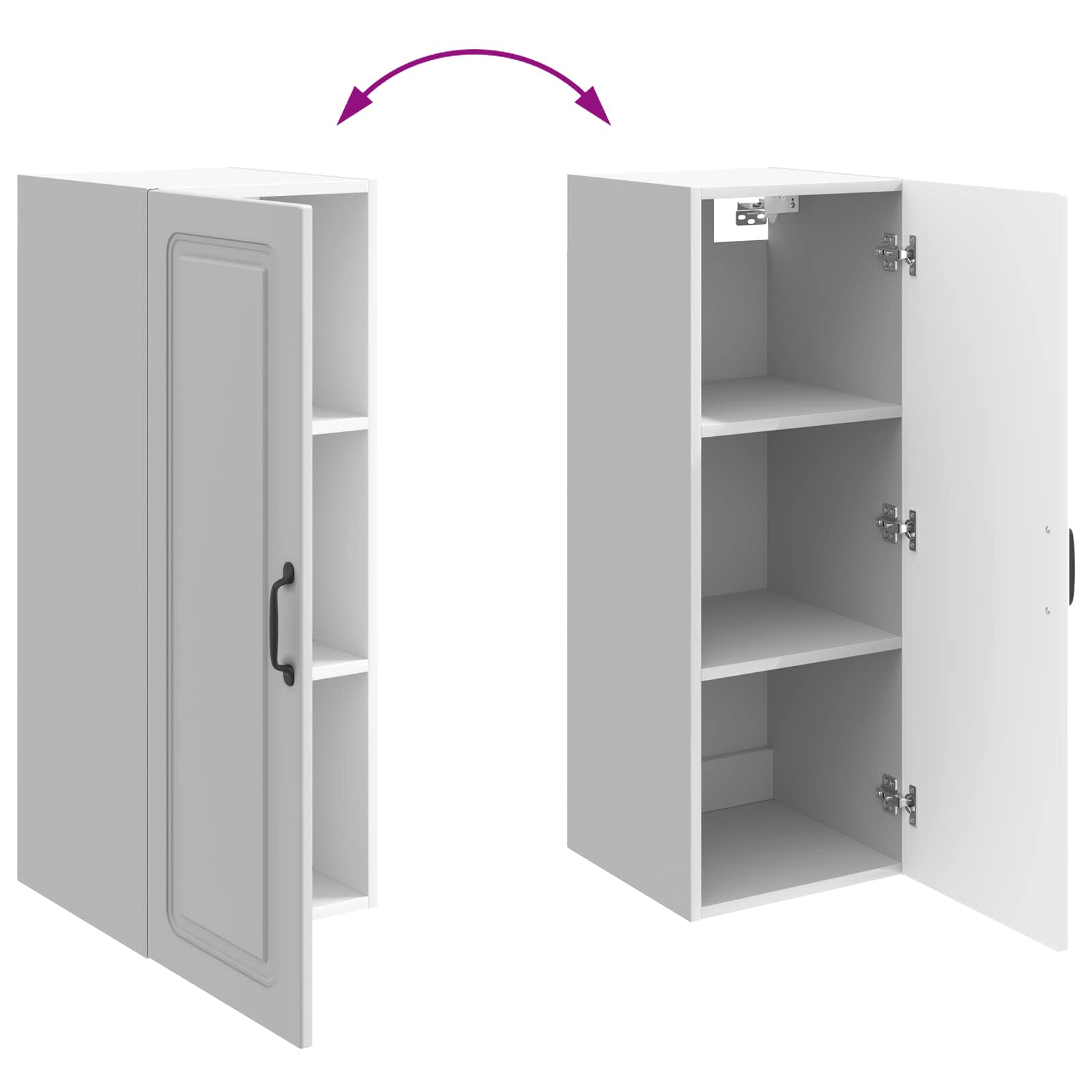 Wandkast Hoogglans Wit 33 x 34,5 x 90 cm Bewerkt hout – afbeelding 8