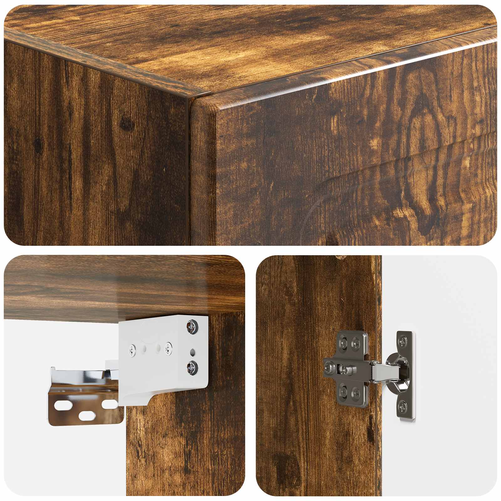 Wandkast Gerookt eiken 33 x 34,5 x 90 cm Bewerkt hout – afbeelding 7