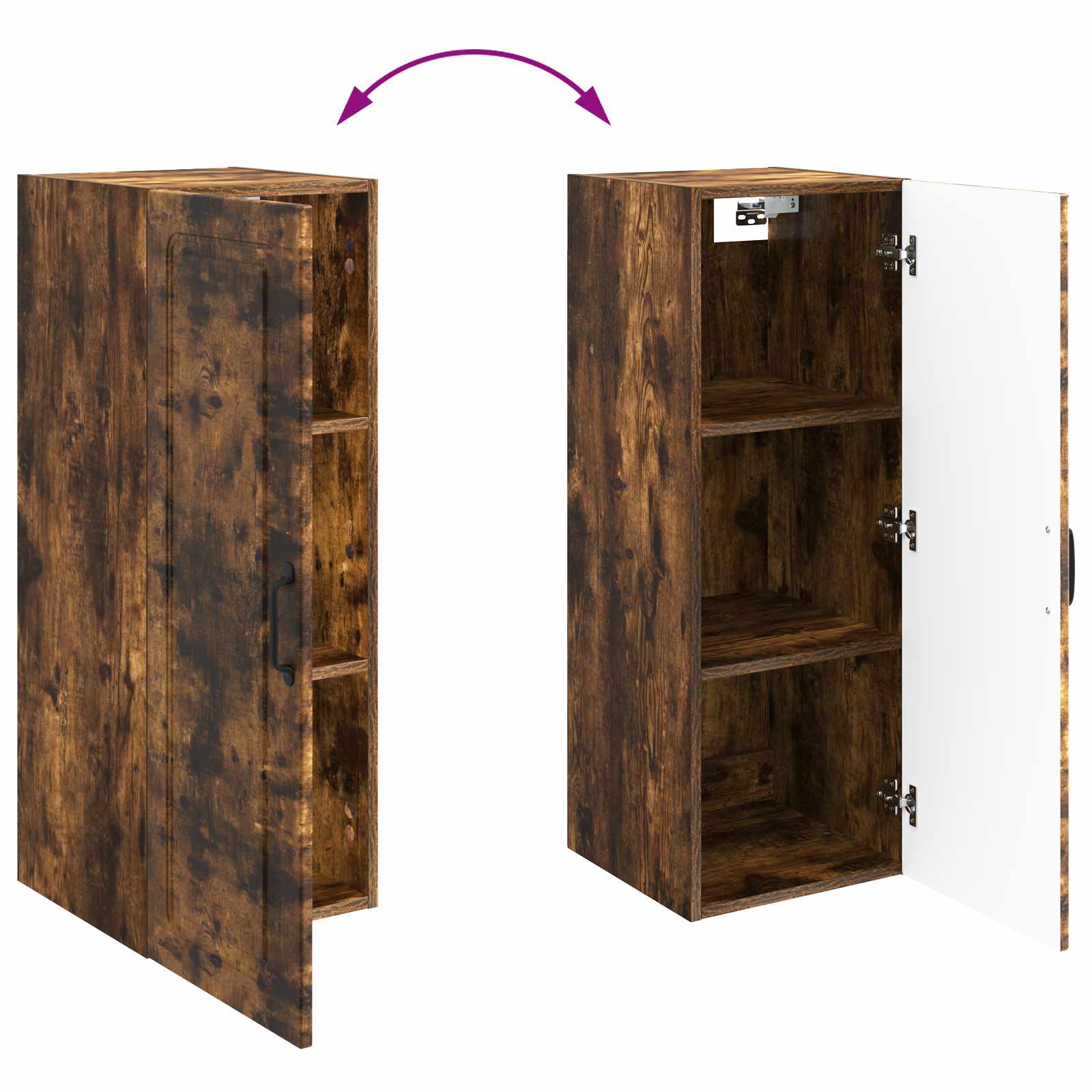 Wandkast Gerookt eiken 33 x 34,5 x 90 cm Bewerkt hout – afbeelding 8