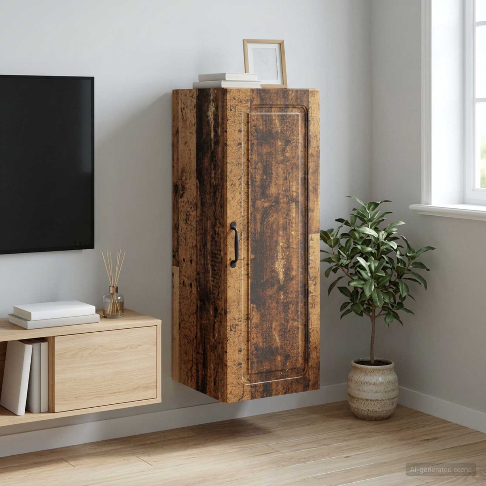 Wandkast Oud hout 33 x 34,5 x 90 cm Bewerkt hout