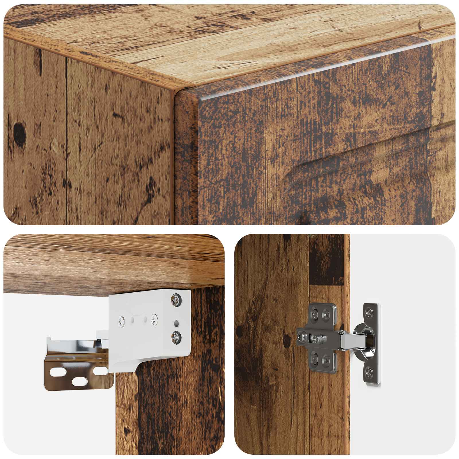 Wandkast Oud hout 33 x 34,5 x 90 cm Bewerkt hout – afbeelding 7