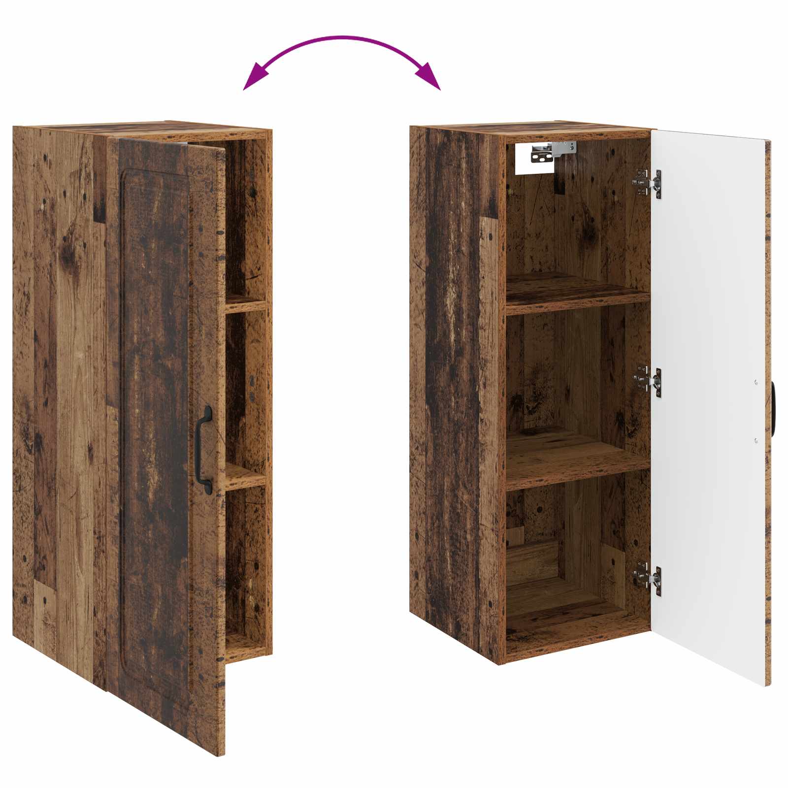 Wandkast Oud hout 33 x 34,5 x 90 cm Bewerkt hout – afbeelding 8