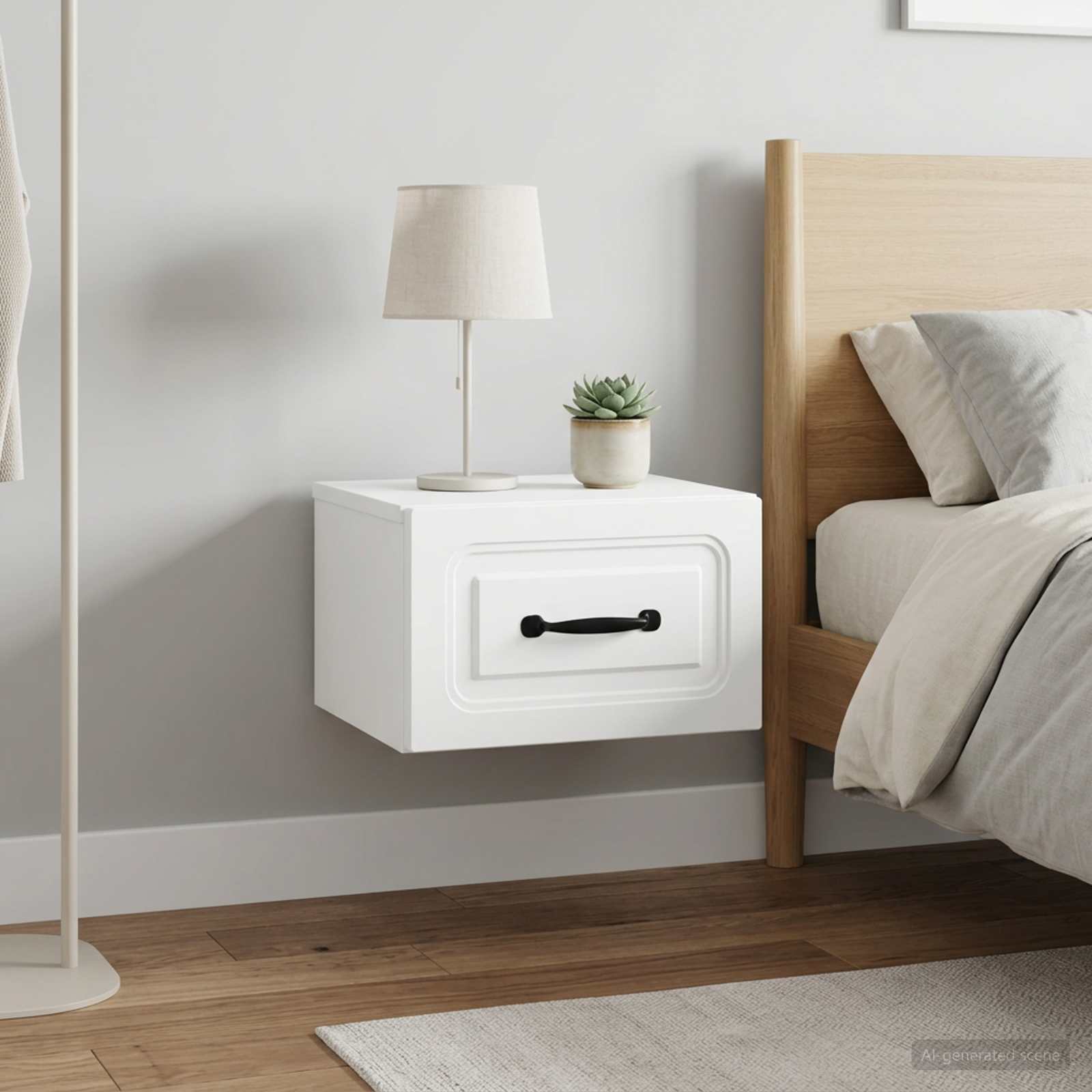 Wandbeugel Bedkast 2 pcs Wit 34,5 x 33 x 20 cm Bewerkt hout