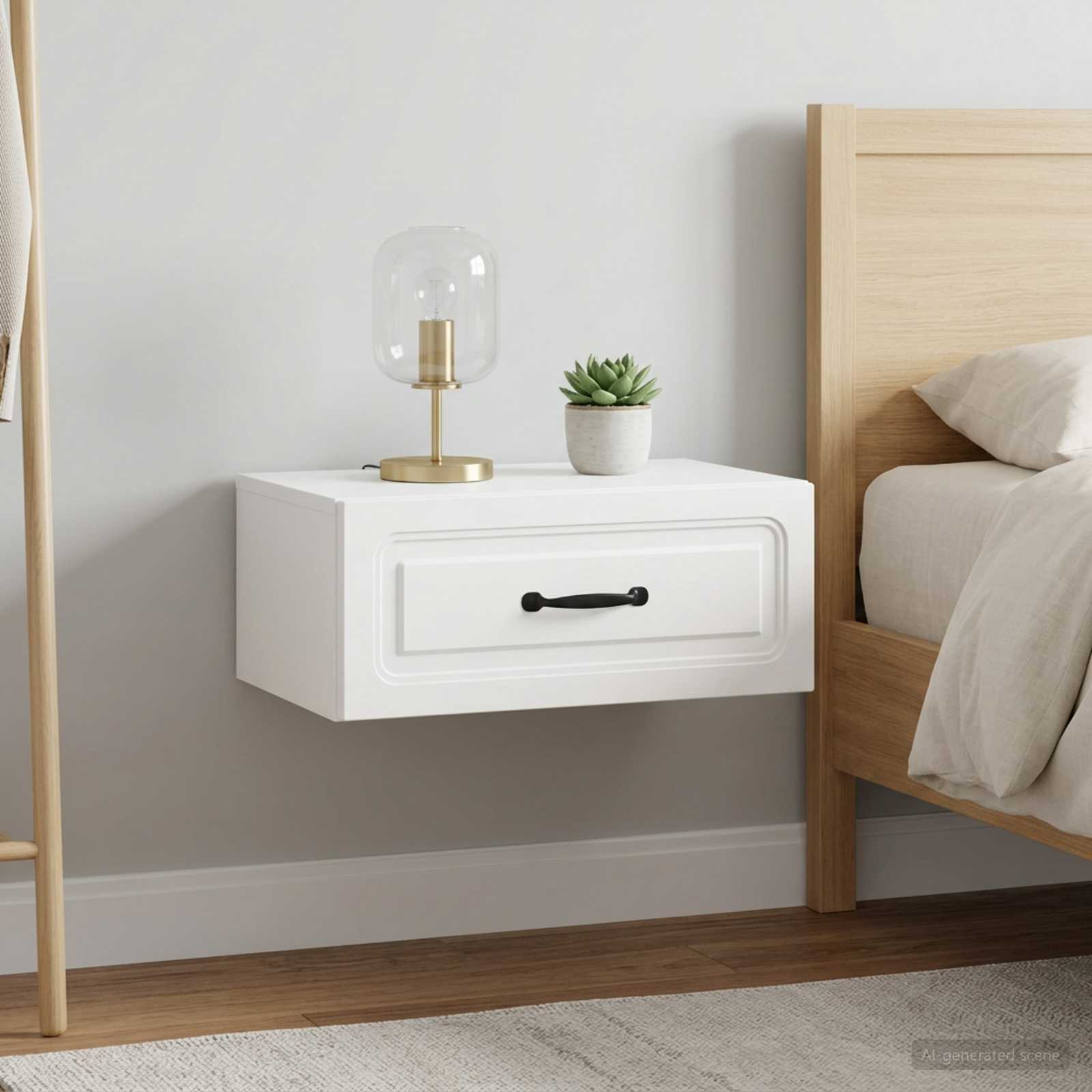 Wandbeugel Bedkast 2 pcs Wit 49 x 34,5 x 20 cm Bewerkt hout