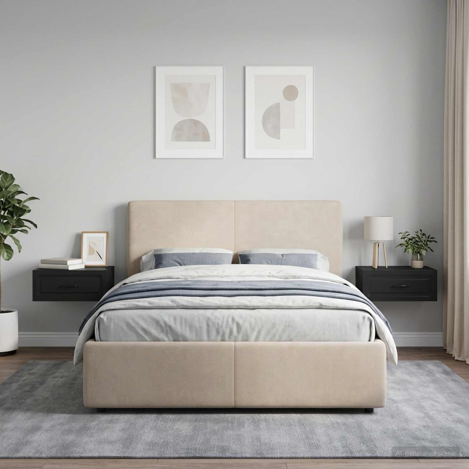 Wandbeugel Bedkast 2 pcs Zwart 49 x 34,5 x 20 cm Bewerkt hout
