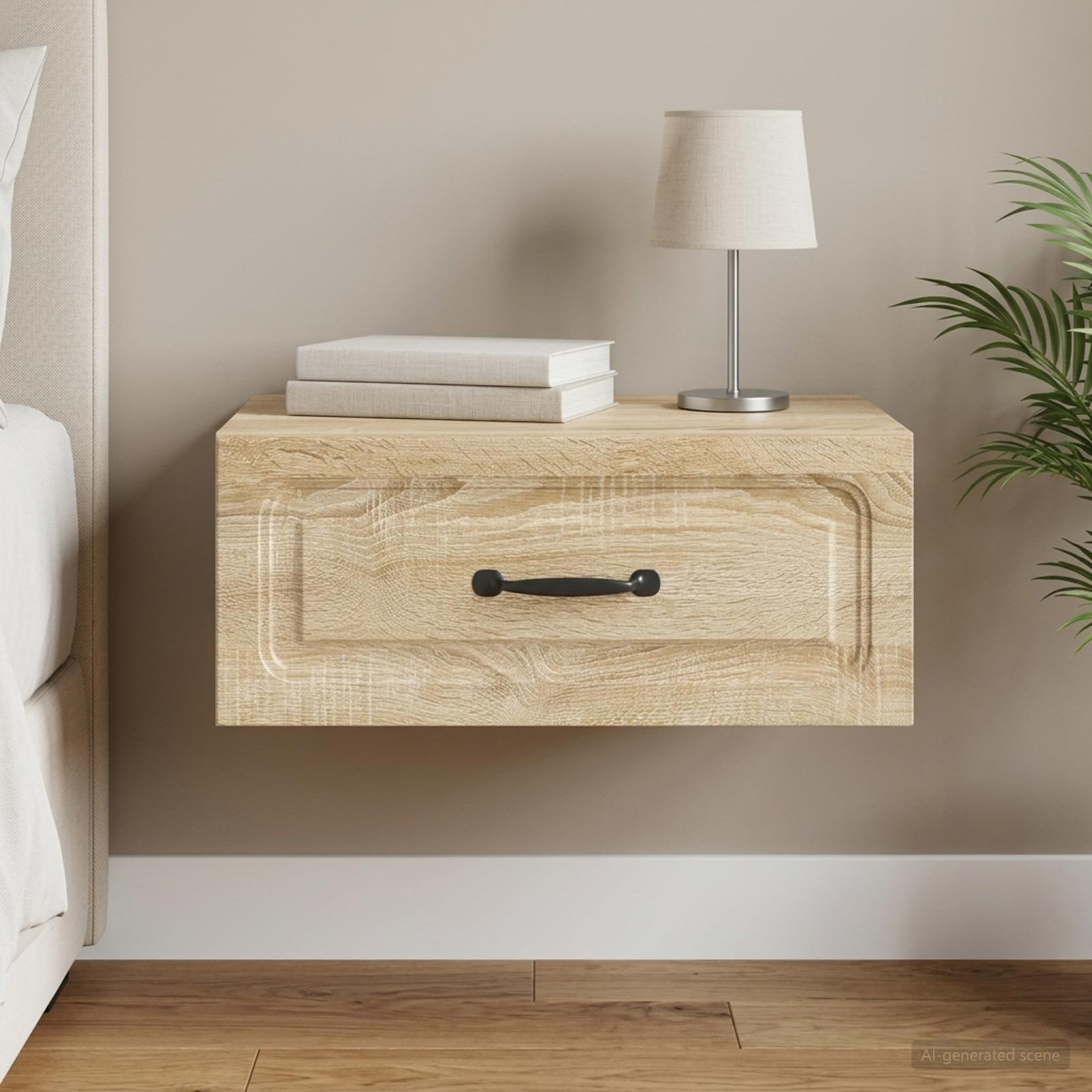 Wandbeugel Bedkast Sonoma Eiken 49 x 34,5 x 20 cm Bewerkt hout
