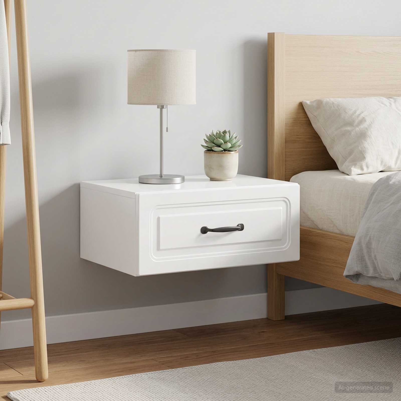 Wandbeugel Bedkast 2 pcs Hoogglans Wit 49 x 34,5 x 20 cm