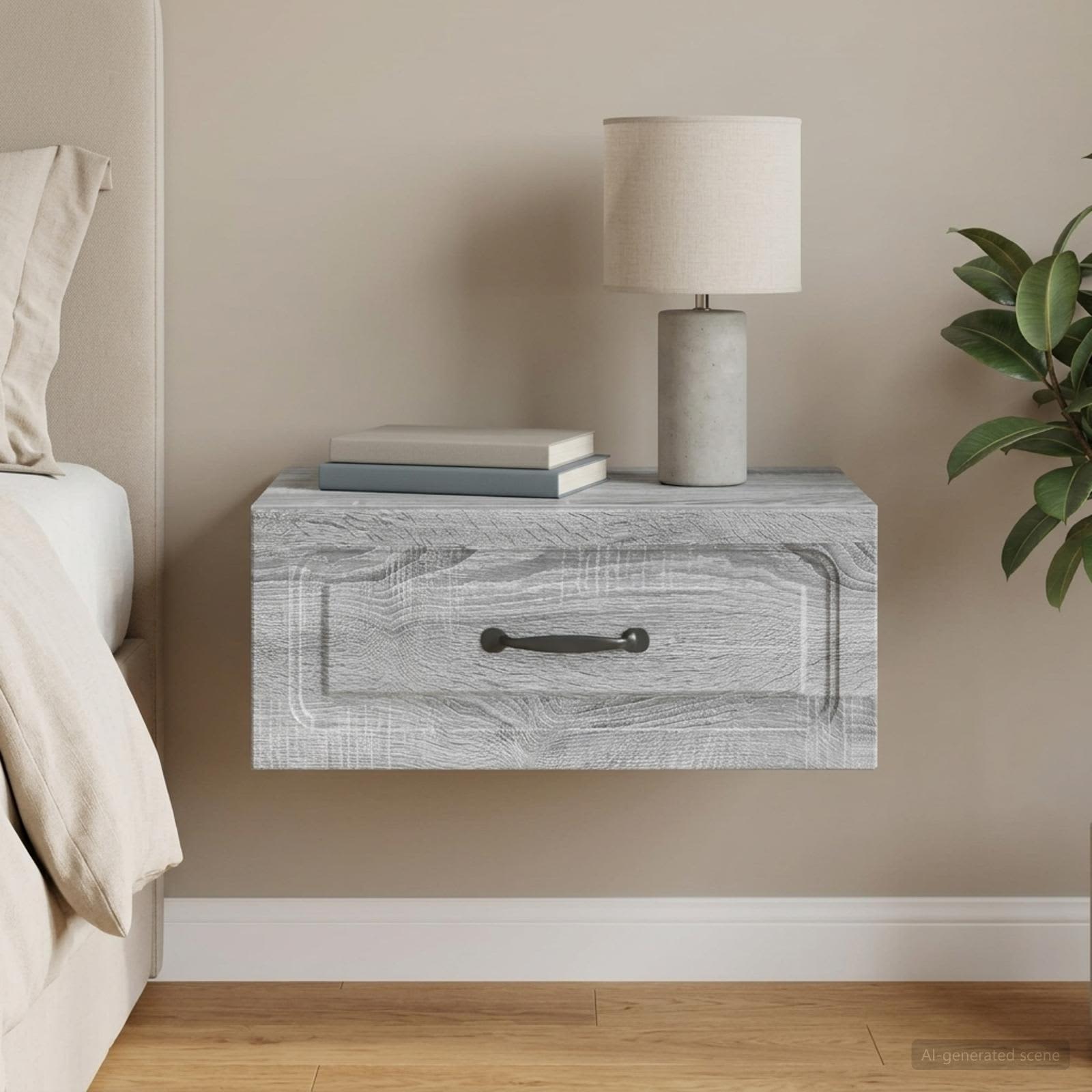 Wandbeugel Bedkast Grijs sonoma 49 x 34,5 x 20 cm Bewerkt hout