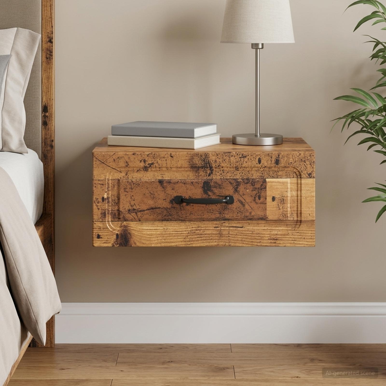 Wandbeugel Bedkast Oud hout 49 x 34,5 x 20 cm Bewerkt hout