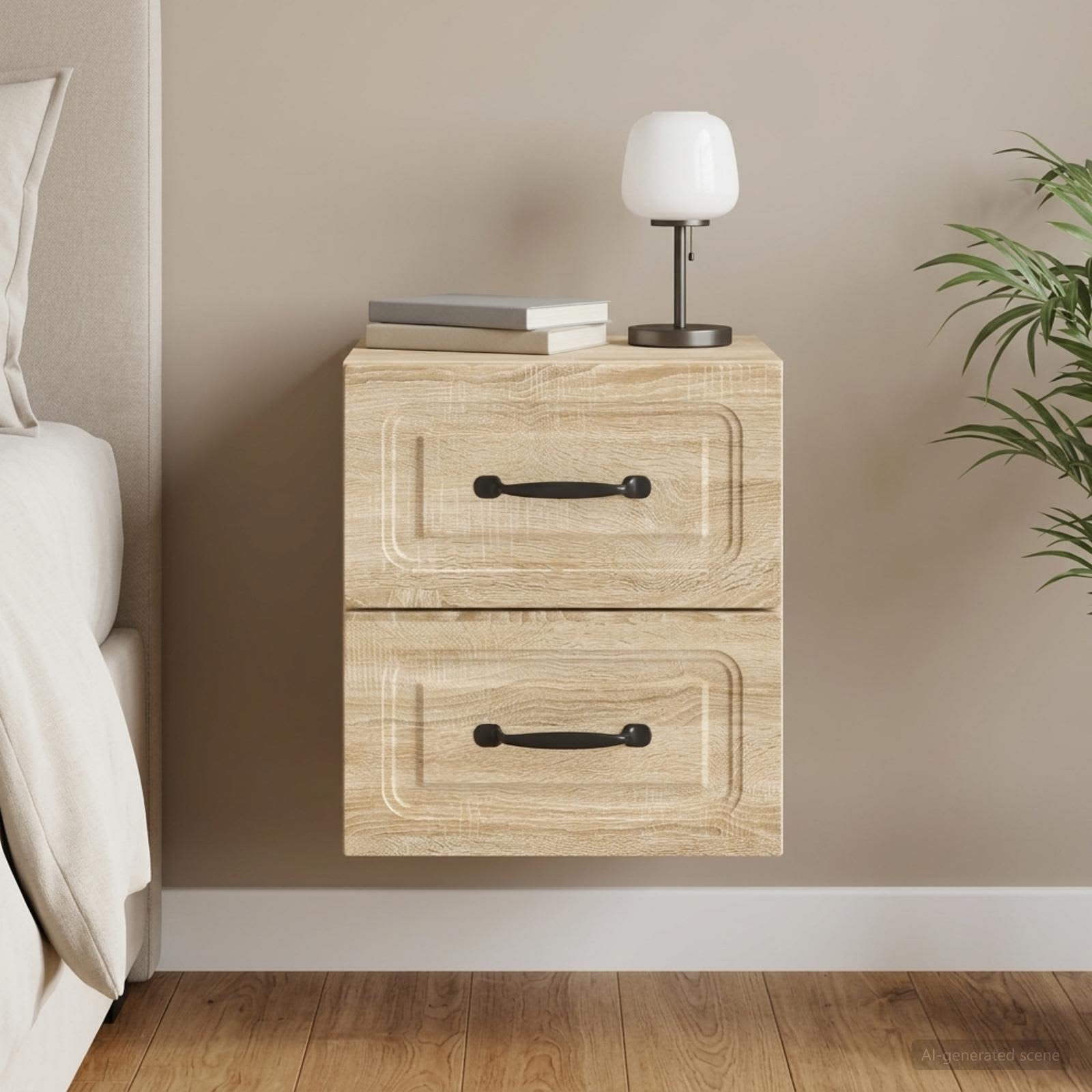 Wandbeugel Bedkast Sonoma Eiken 34,5 x 33 x 40 cm Bewerkt hout