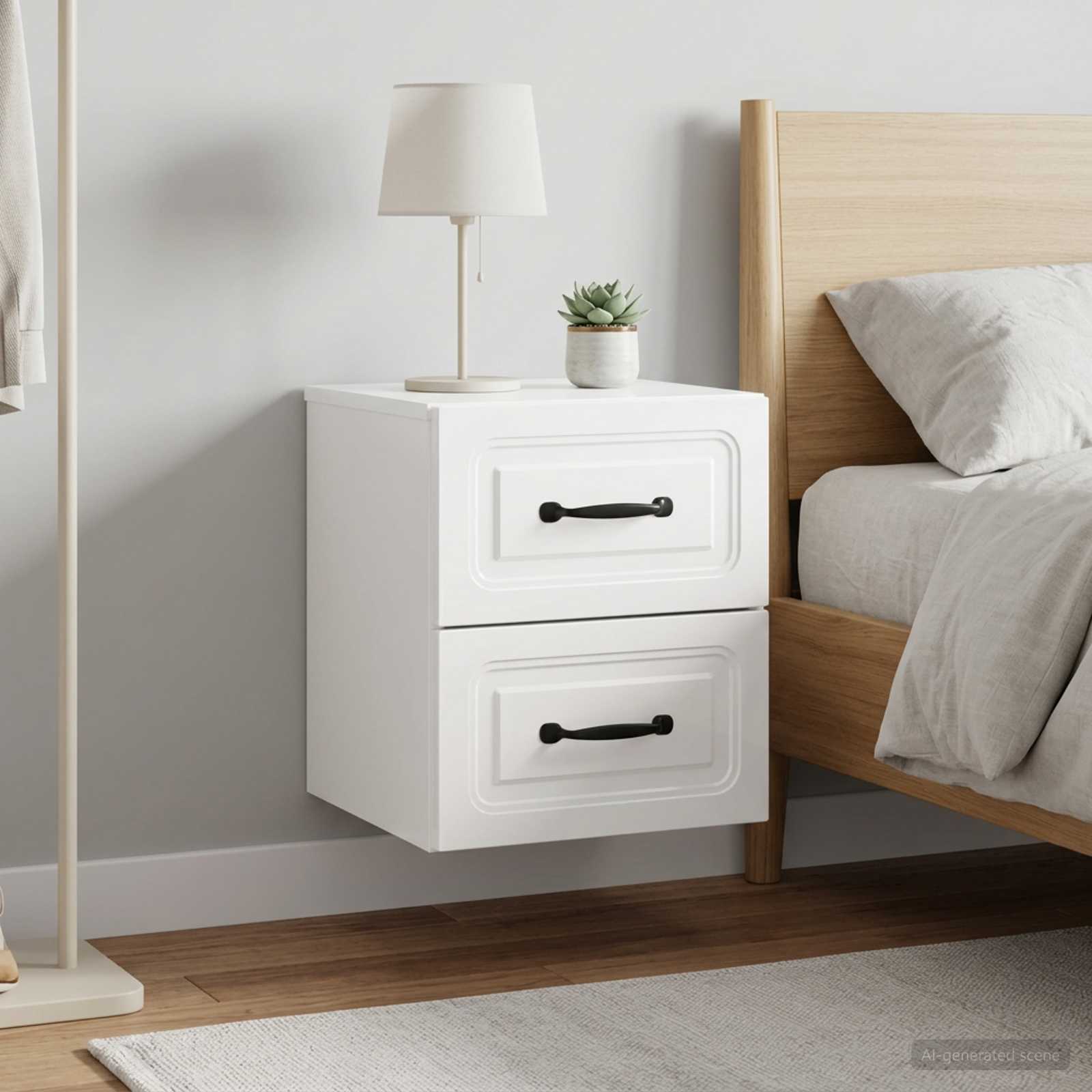Wandbeugel Bedkast 2 pcs Hoogglans Wit 34,5 x 33 x 40 cm
