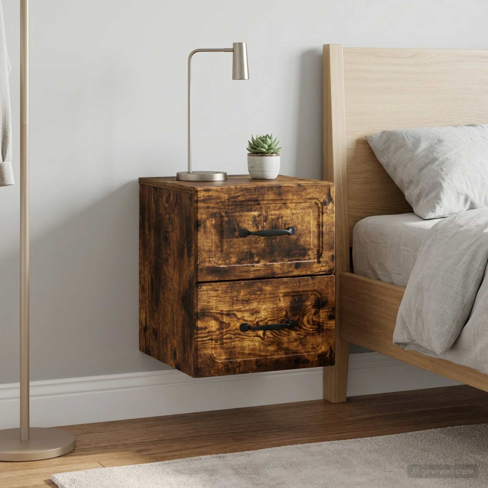 Wandbeugel Bedkast 2 pcs Gerookt eiken 34,5 x 33 x 40 cm