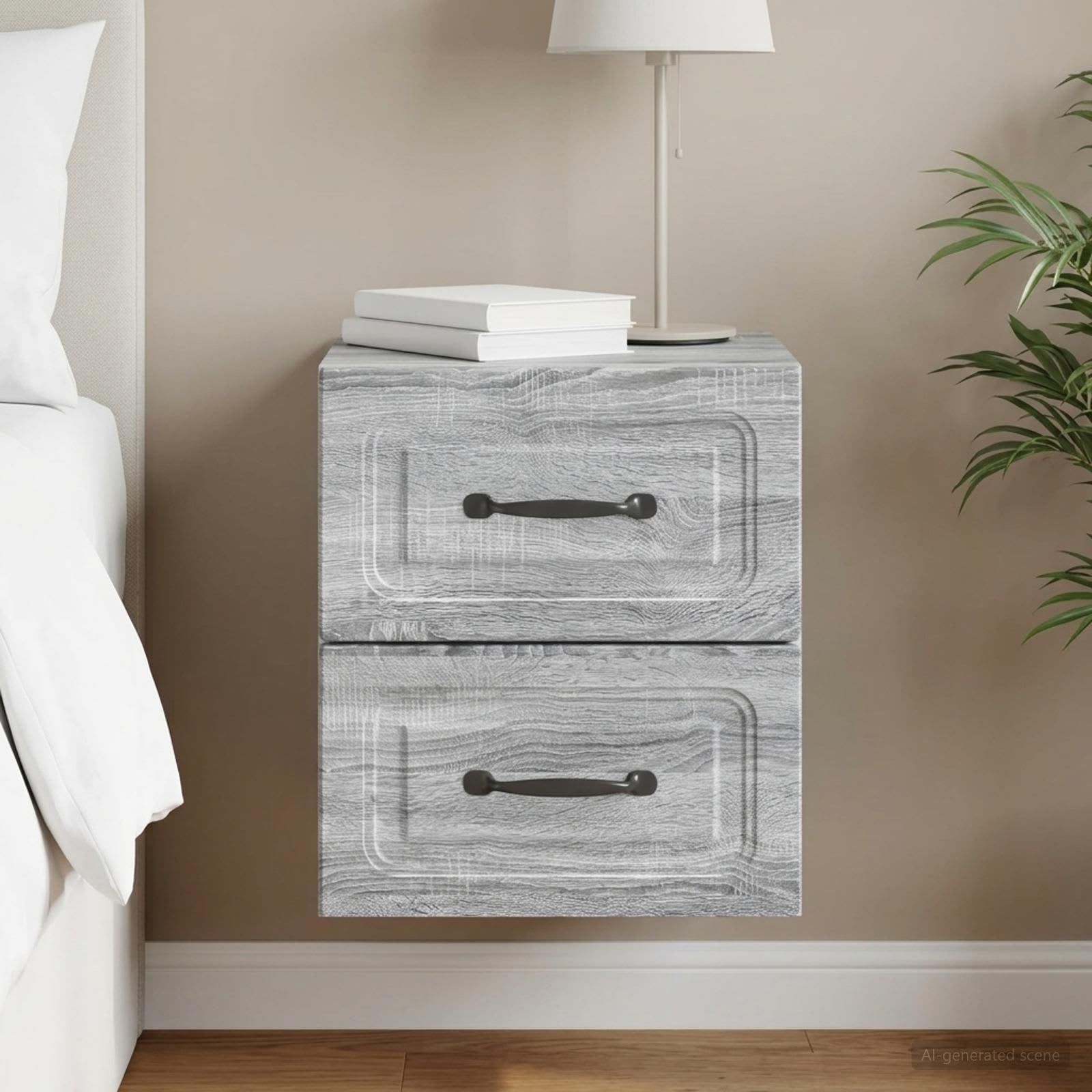 Wandbeugel Bedkast Grijs sonoma 34,5 x 33 x 40 cm Bewerkt hout