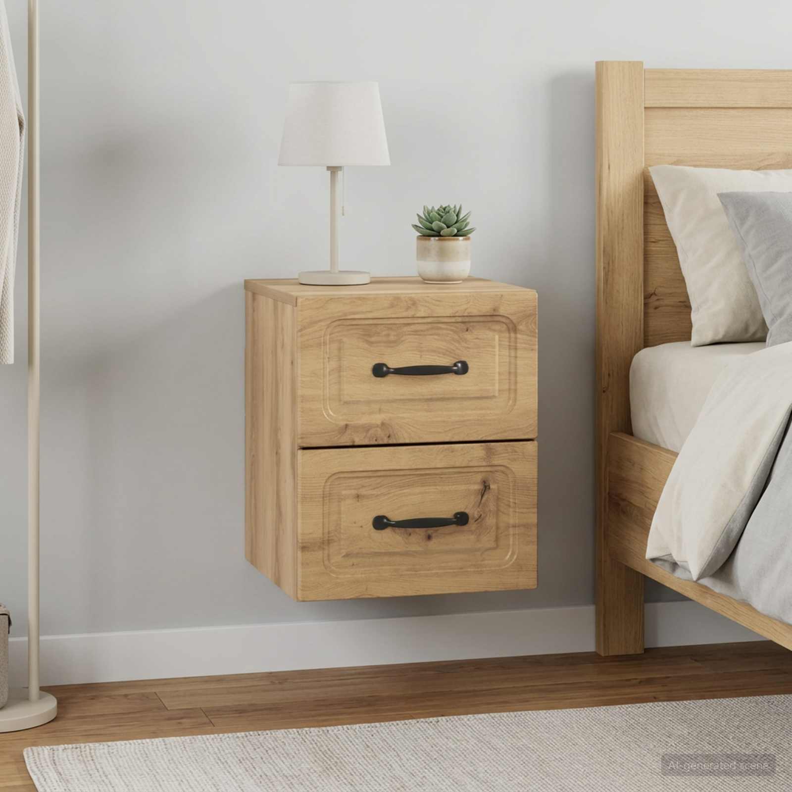 Wandbeugel Bedkast 2 pcs Artisanaal eiken 34,5 x 33 x 40 cm