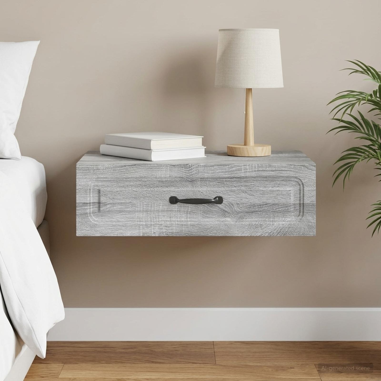 Wandmontage Zijtafel Grijs sonoma 59 x 34,5 x 17 cm