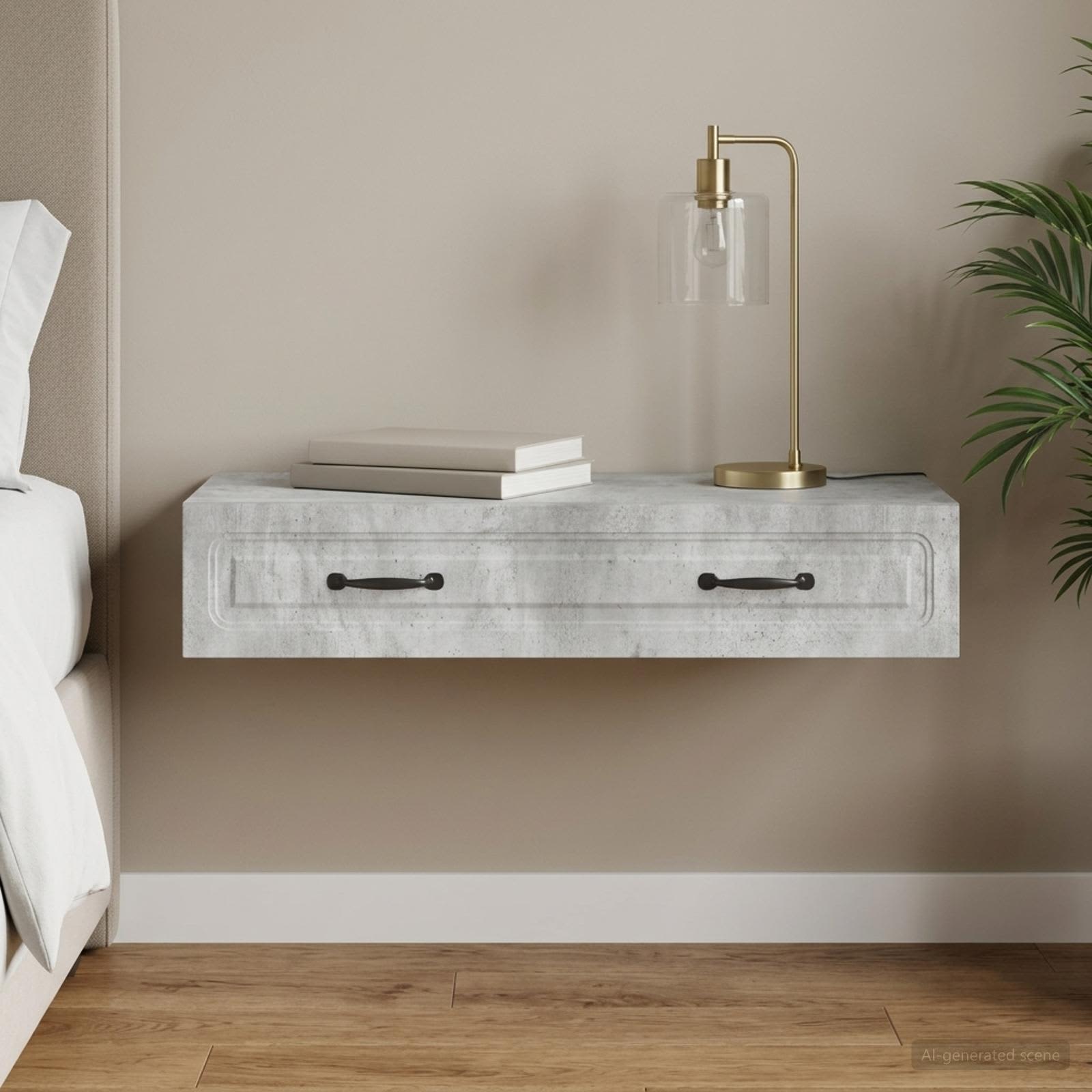 Wandmontage Zijtafel Betongrijs 87,5 x 34,5 x 17 cm