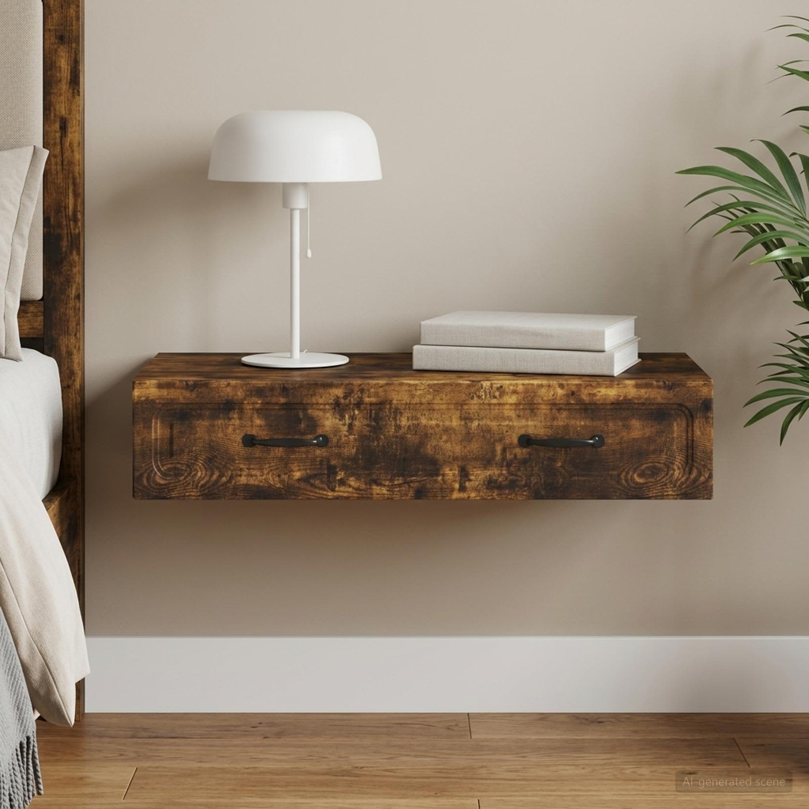 Wandmontage Zijtafel Gerookt eiken 87,5 x 34,5 x 17 cm