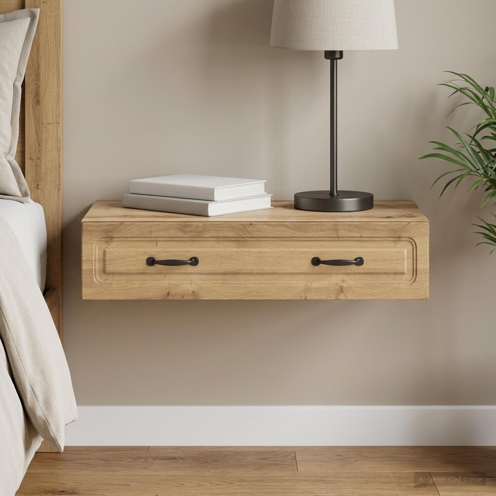 Wandmontage Zijtafel Artisanaal eiken 87,5 x 34,5 x 17 cm – afbeelding 1